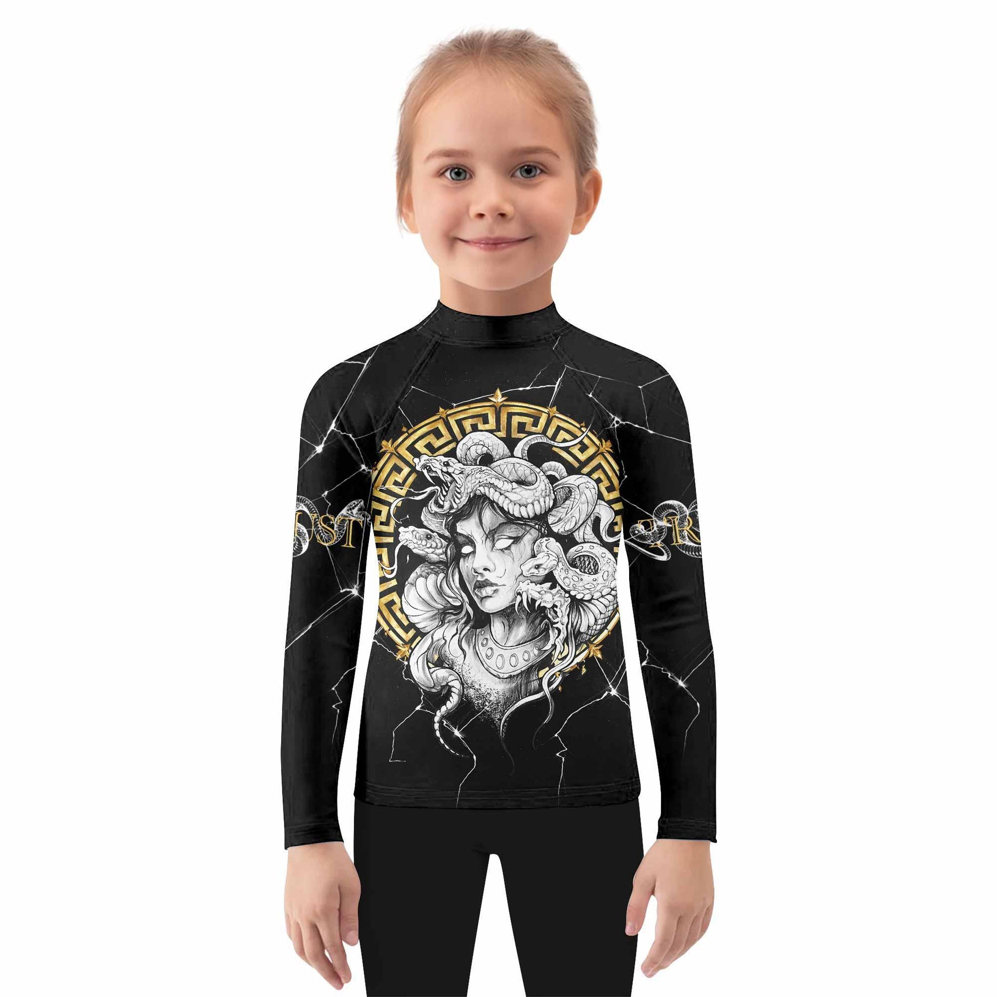 Medusa Snake Kids Rash Guard Long Sleeve - girl's lifestyle view