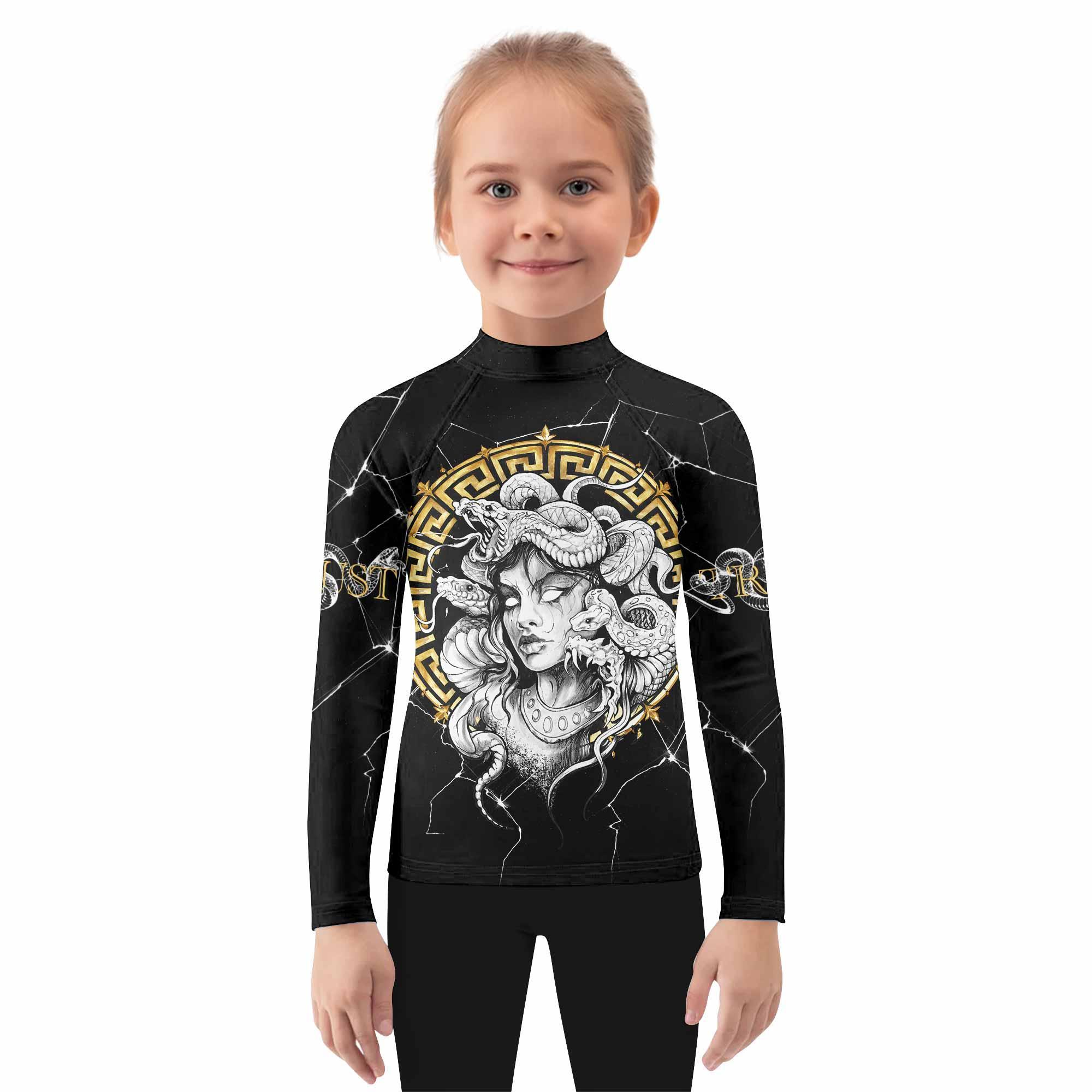 Medusa Snake Kids Rash Guard Long Sleeve - girl's lifestyle view