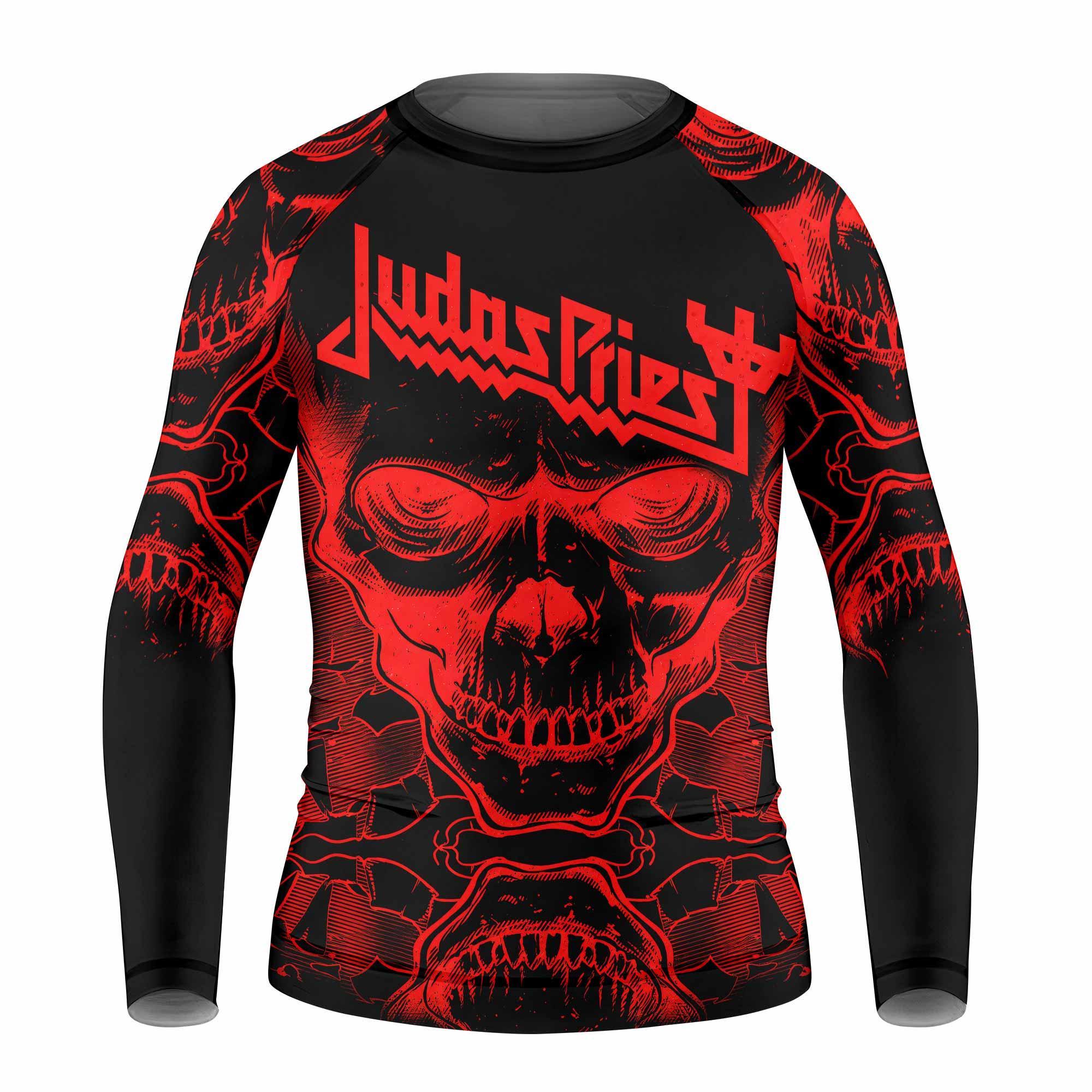 Judas Priest Skull Kids Rash Guard Long Sleeve - front view mockup