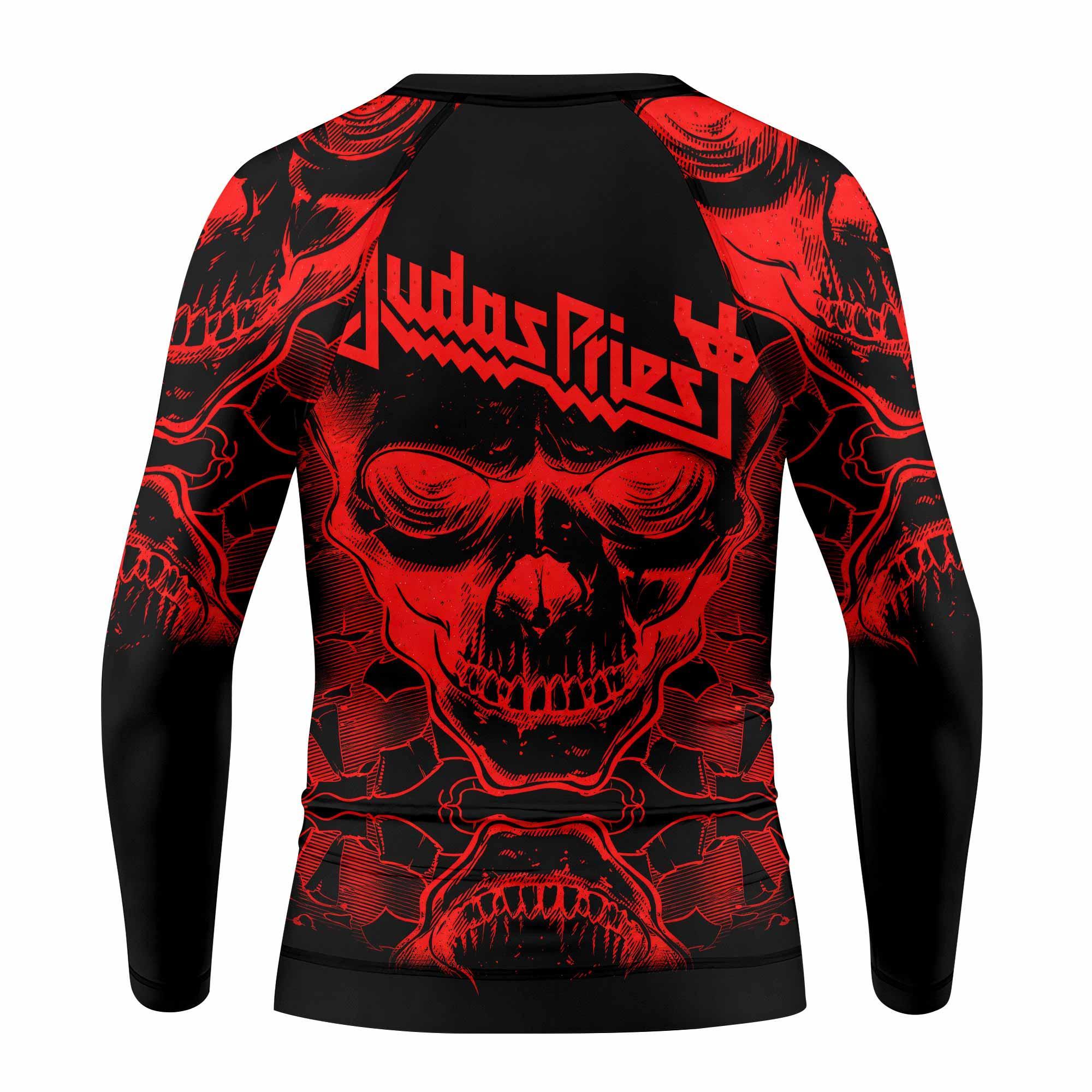 Judas Priest Skull Kids Rash Guard Long Sleeve - back view mockup