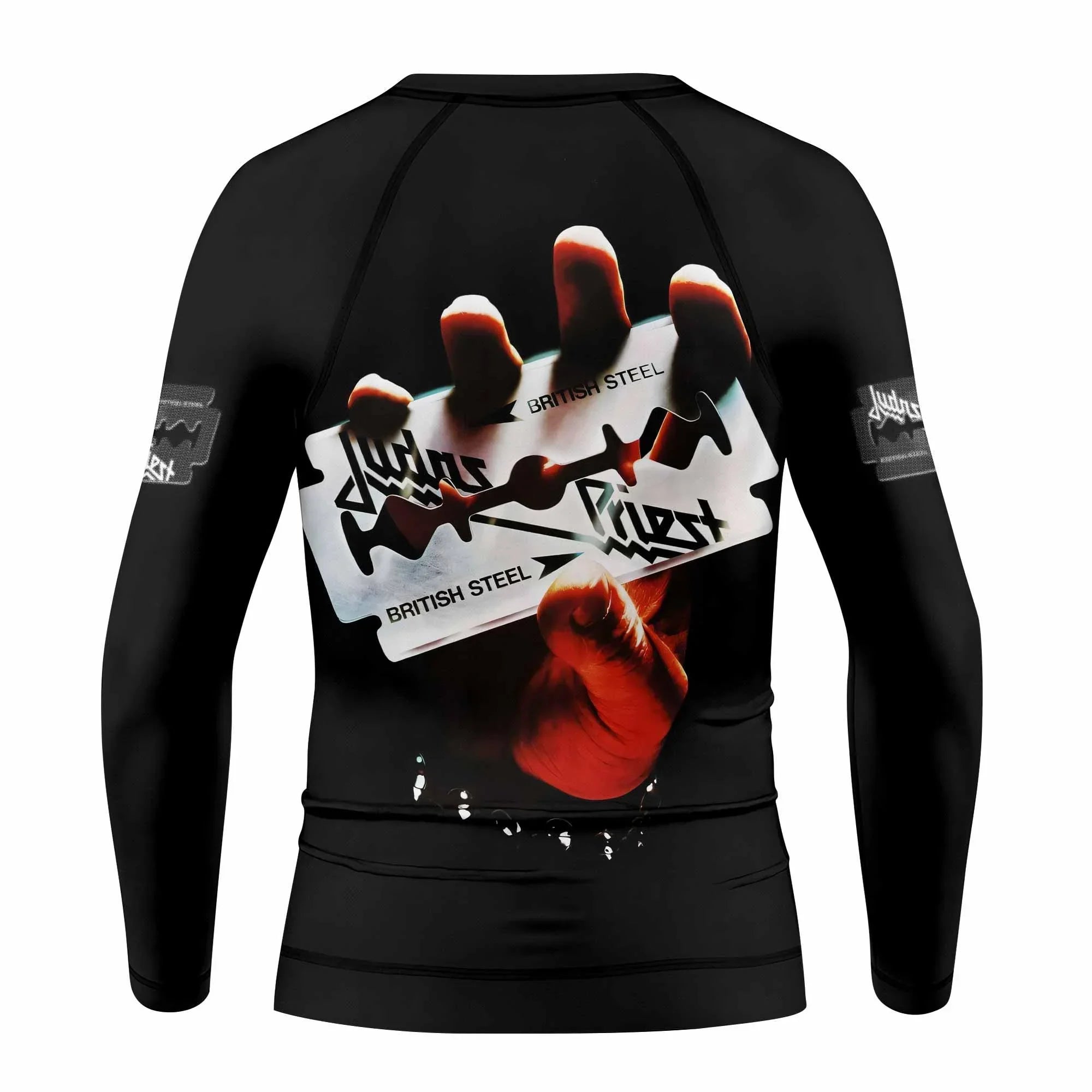 Judas Priest British Steel Kids Rash Guard Long Sleeve - back view mockup