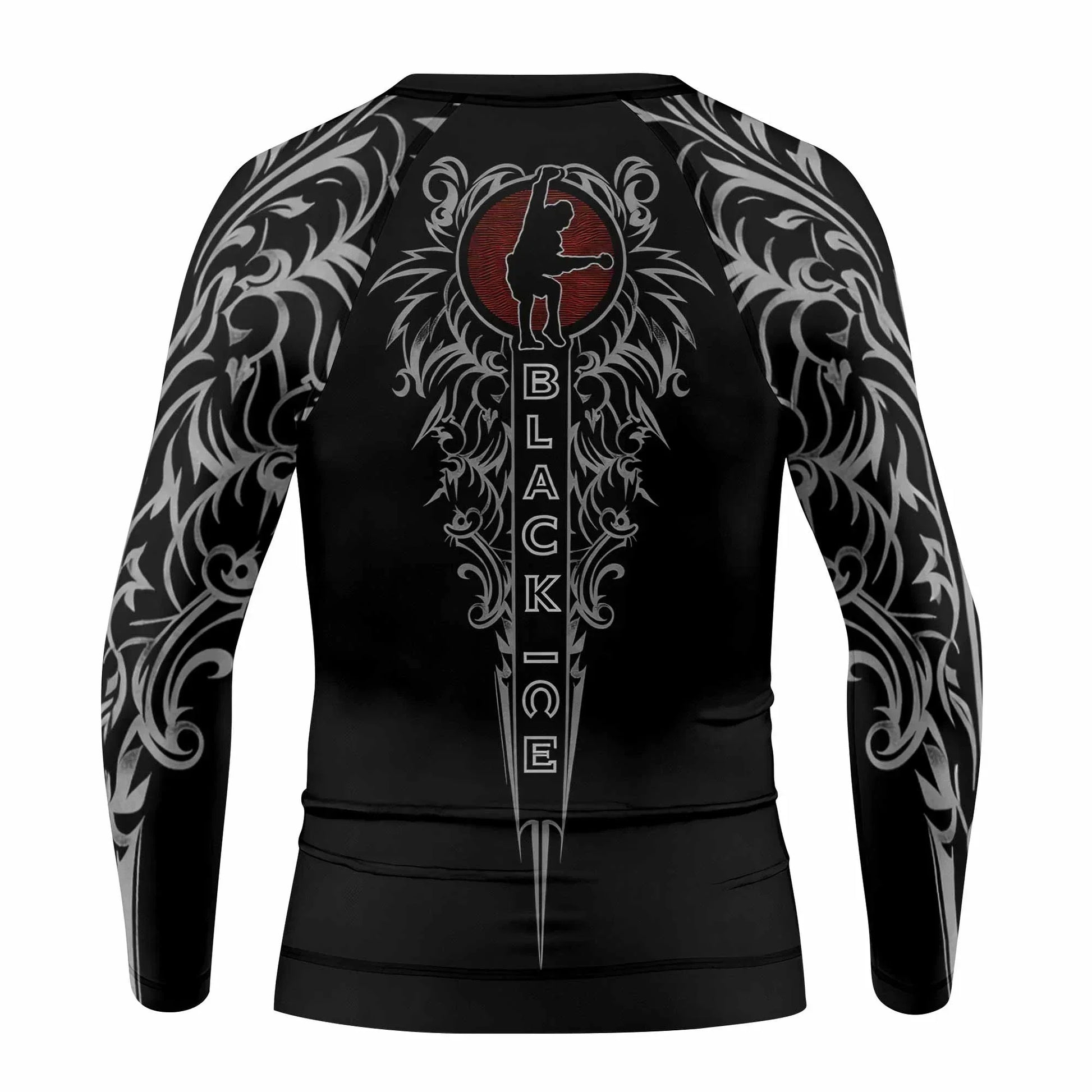 AC/DC Black Ice Kids Rash Guard Long Sleeve - back view mockup