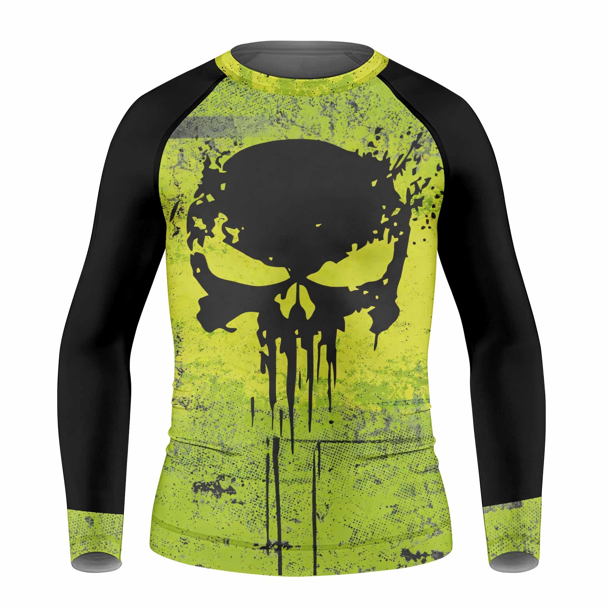 The Punisher Skull Kids Rash Guard Long Sleeve - front view mockup