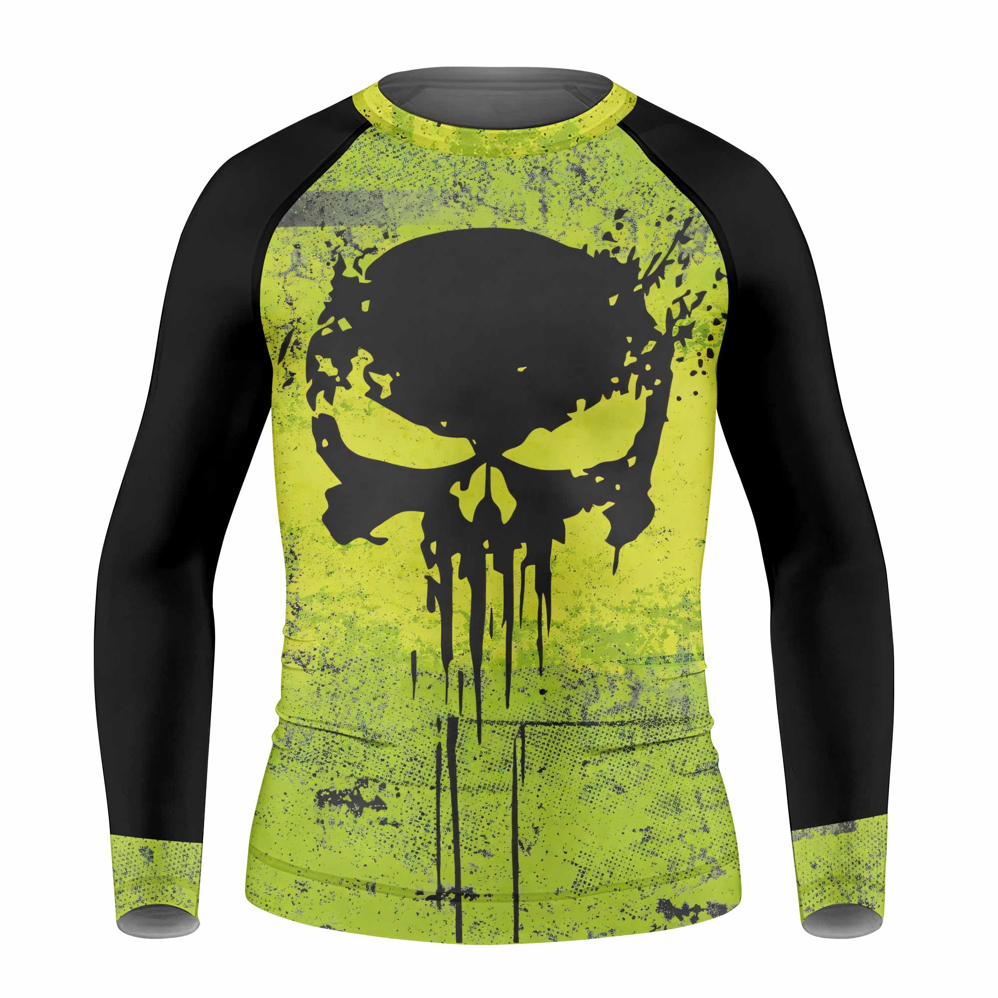 The Punisher Skull Kids Rash Guard Long Sleeve - front view mockup
