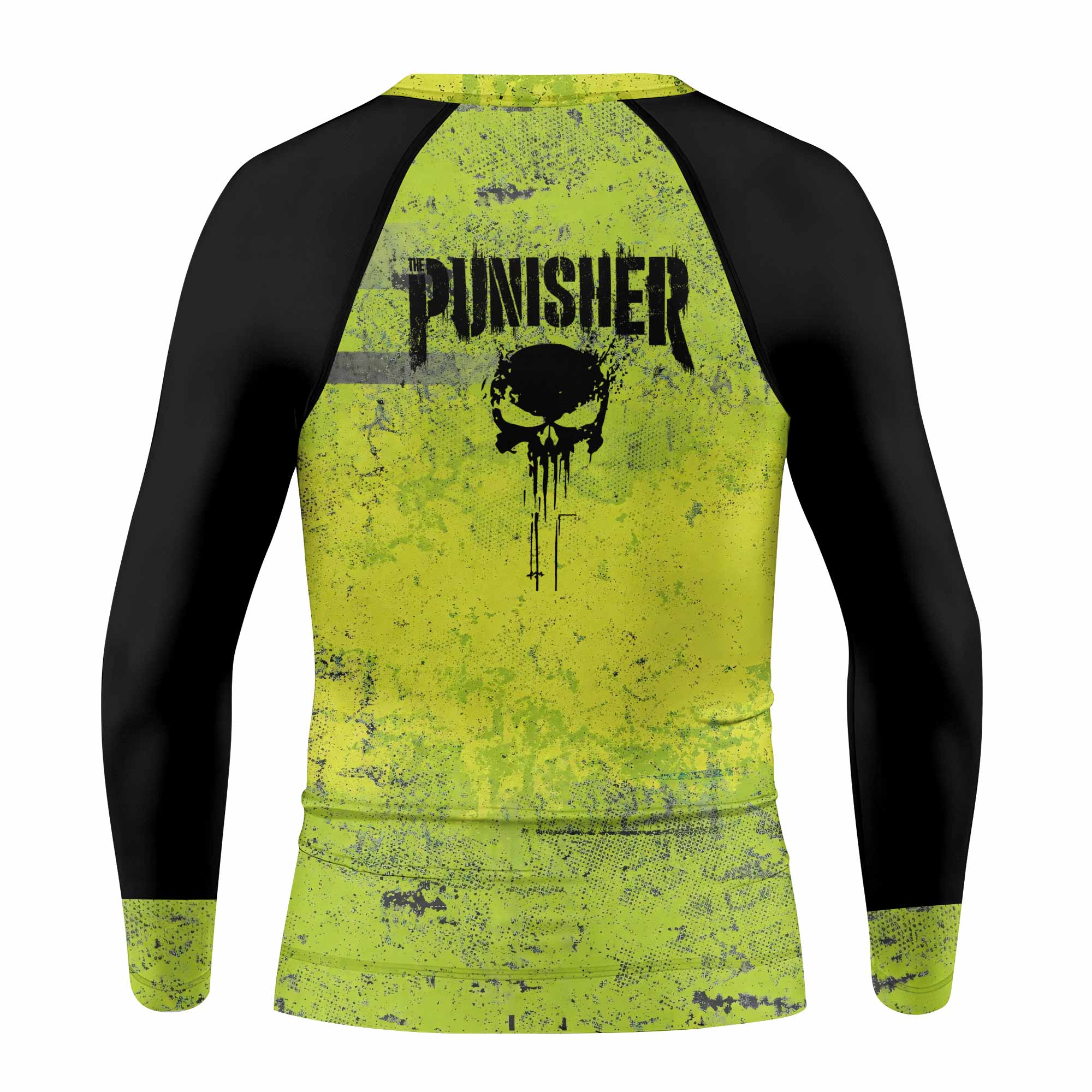 The Punisher Skull Kids Rash Guard Long Sleeve - back view mockup