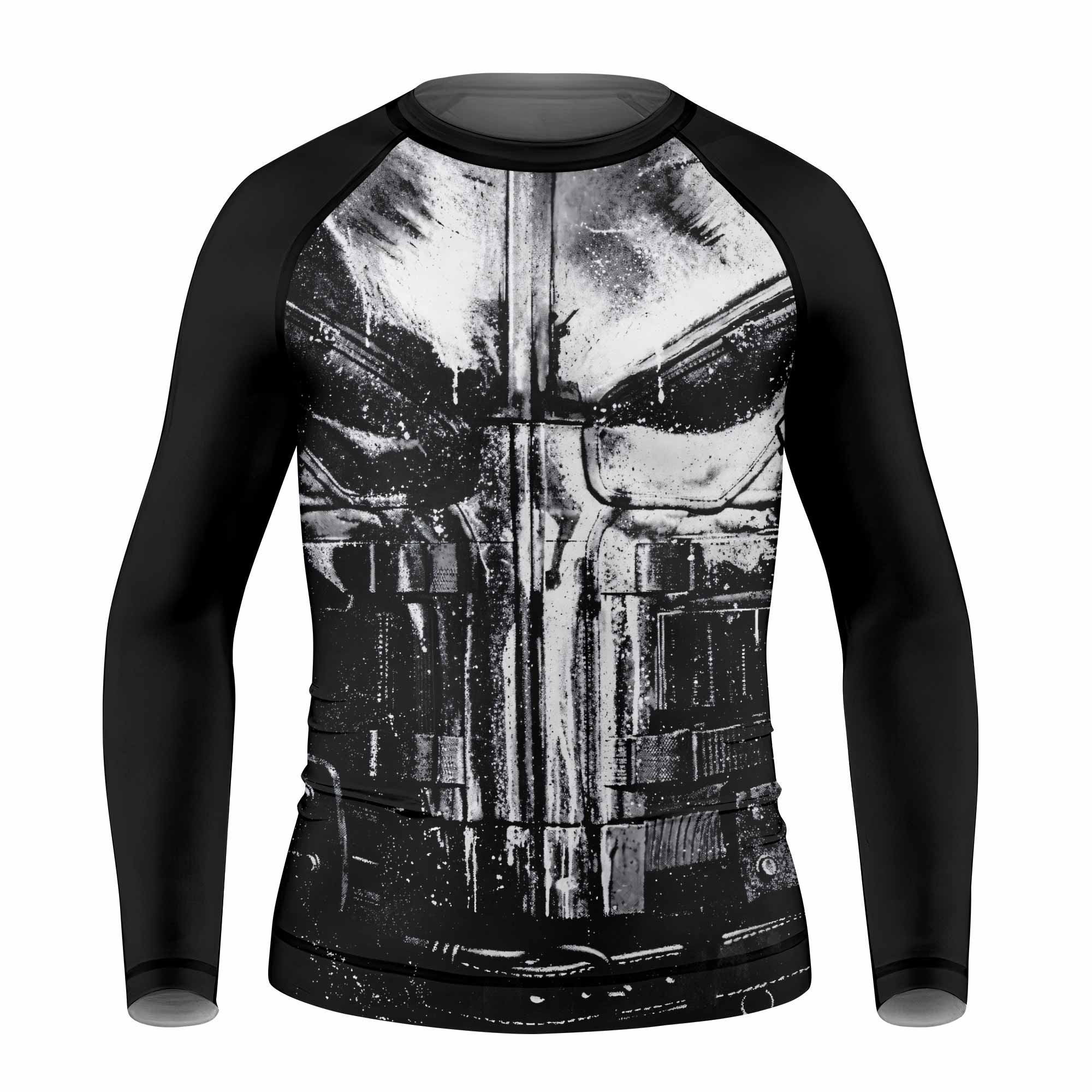 The Punisher War Mask Kids Rash Guard Long Sleeve - front view mockup