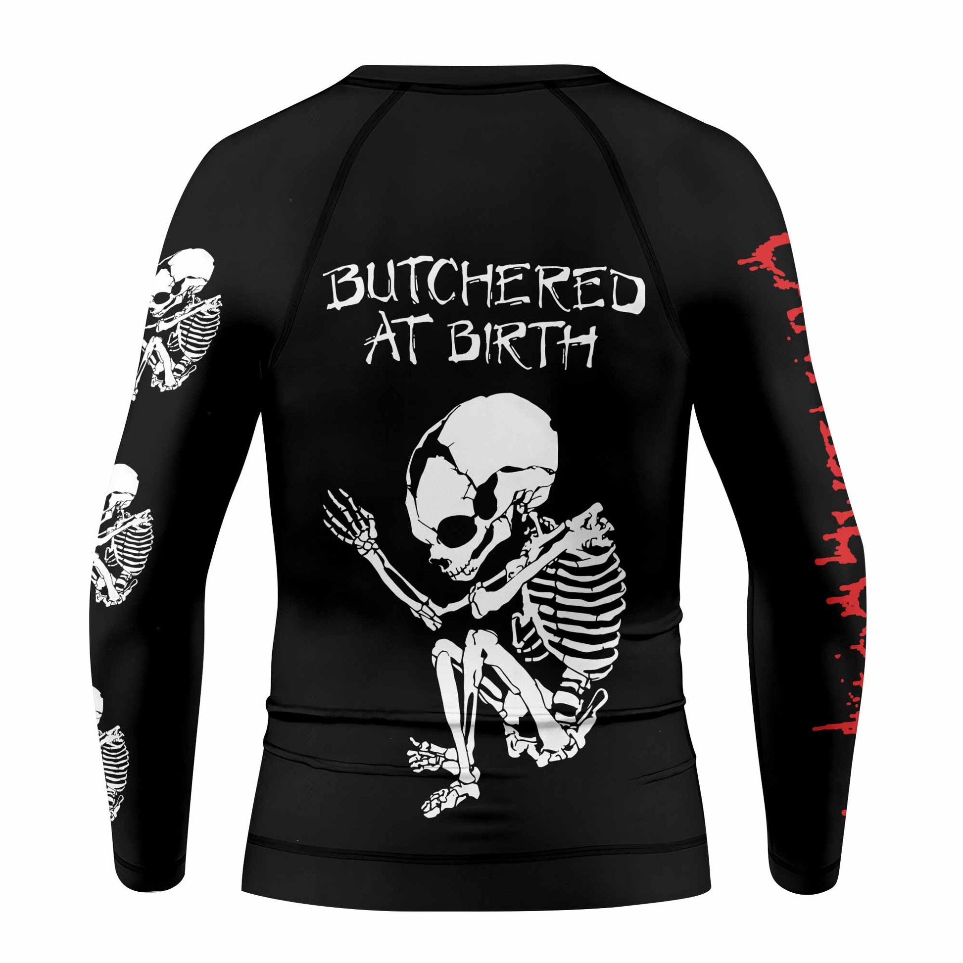 Cannibal Corpse Butchered at Birth Kids Rash Guard Long Sleeve - back view mockup