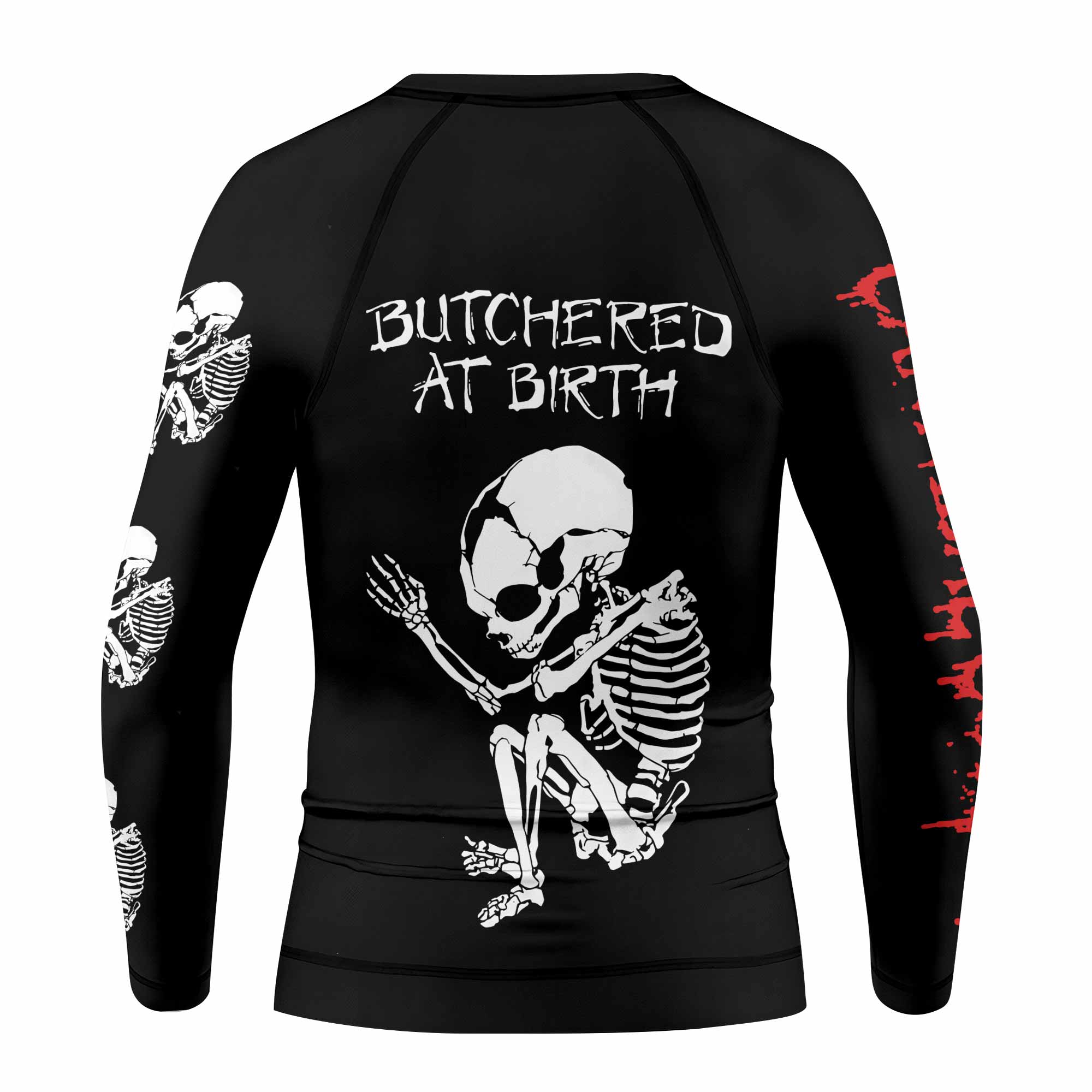 Cannibal Corpse Butchered at Birth Kids Rash Guard Long Sleeve - back view mockup