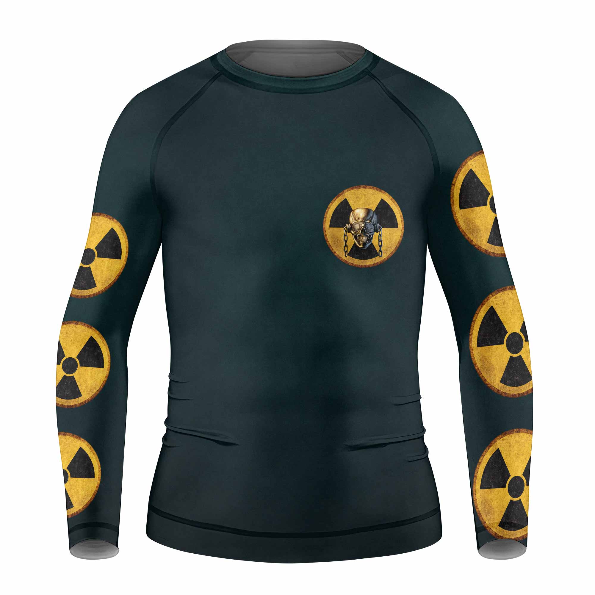 Megadeth Nuclear Skull Kids Rash Guard Long Sleeve - front view mockup