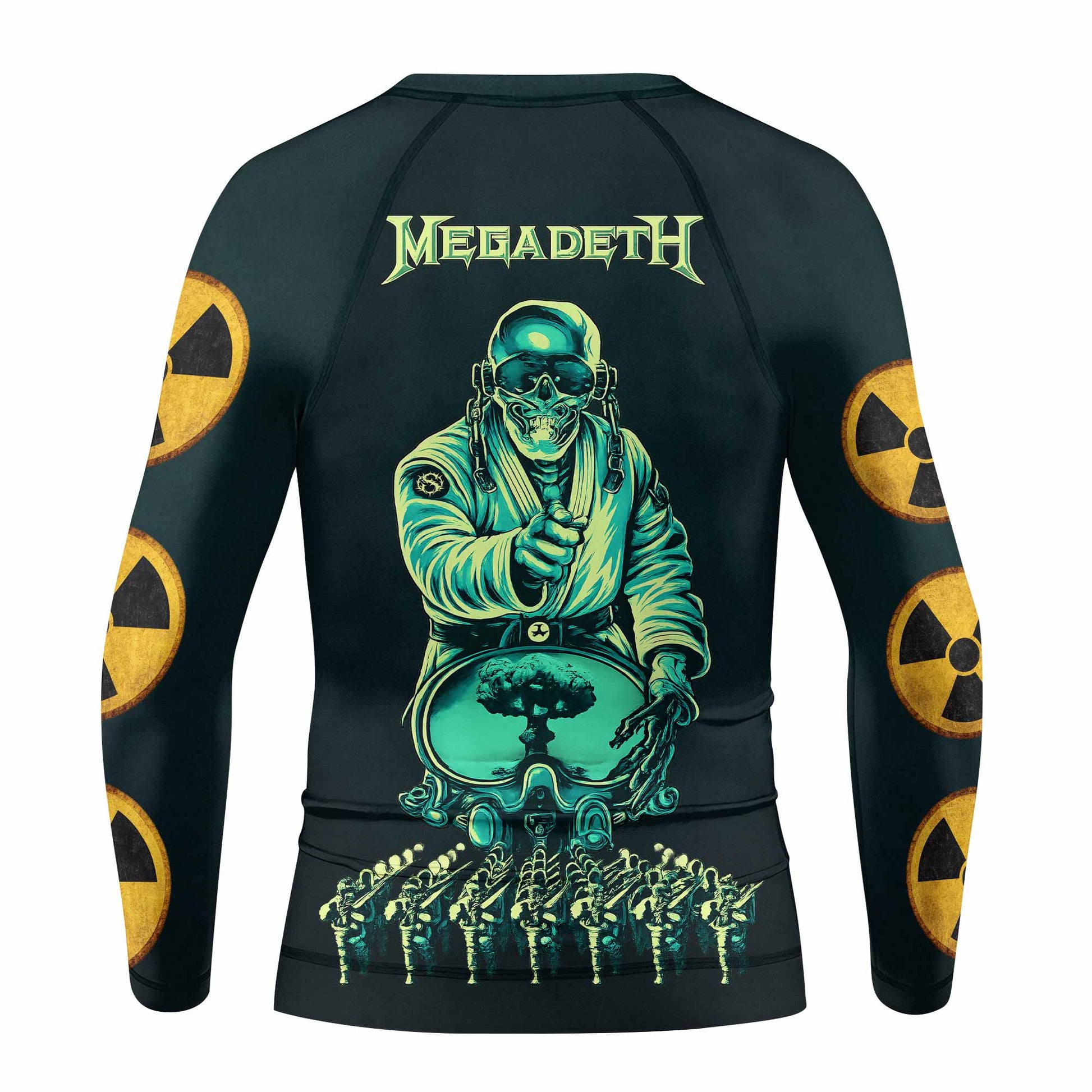 Megadeth Nuclear Skull Kids Rash Guard Long Sleeve - back view mockup