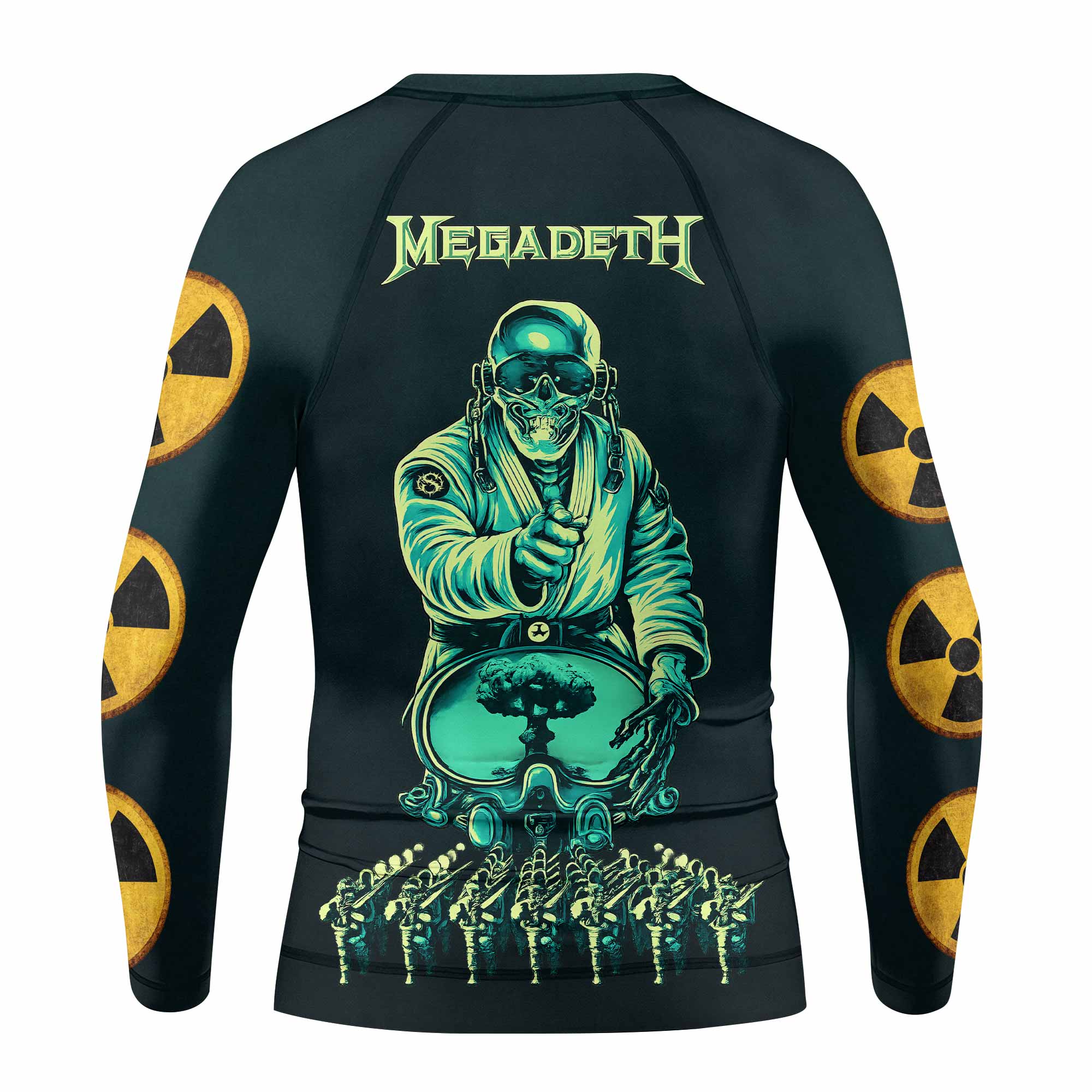 Megadeth Nuclear Skull Kids Rash Guard Long Sleeve - back view mockup