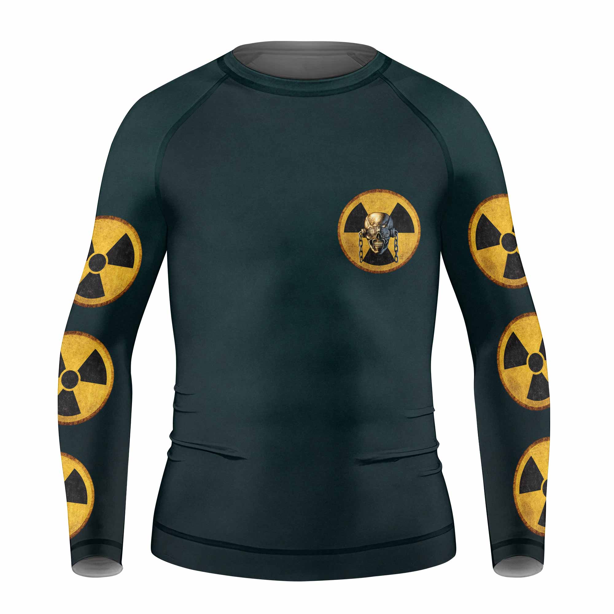 Megadeth Nuclear Skull Kids Rash Guard Long Sleeve - front view mockup