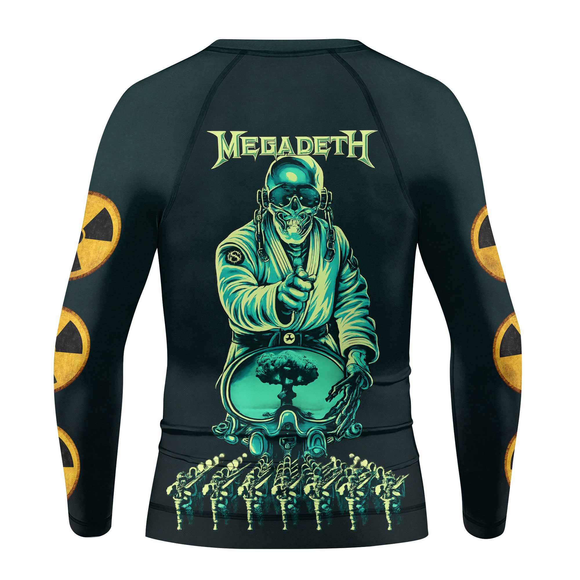 Megadeth Nuclear Skull Kids Rash Guard Long Sleeve - back view mockup