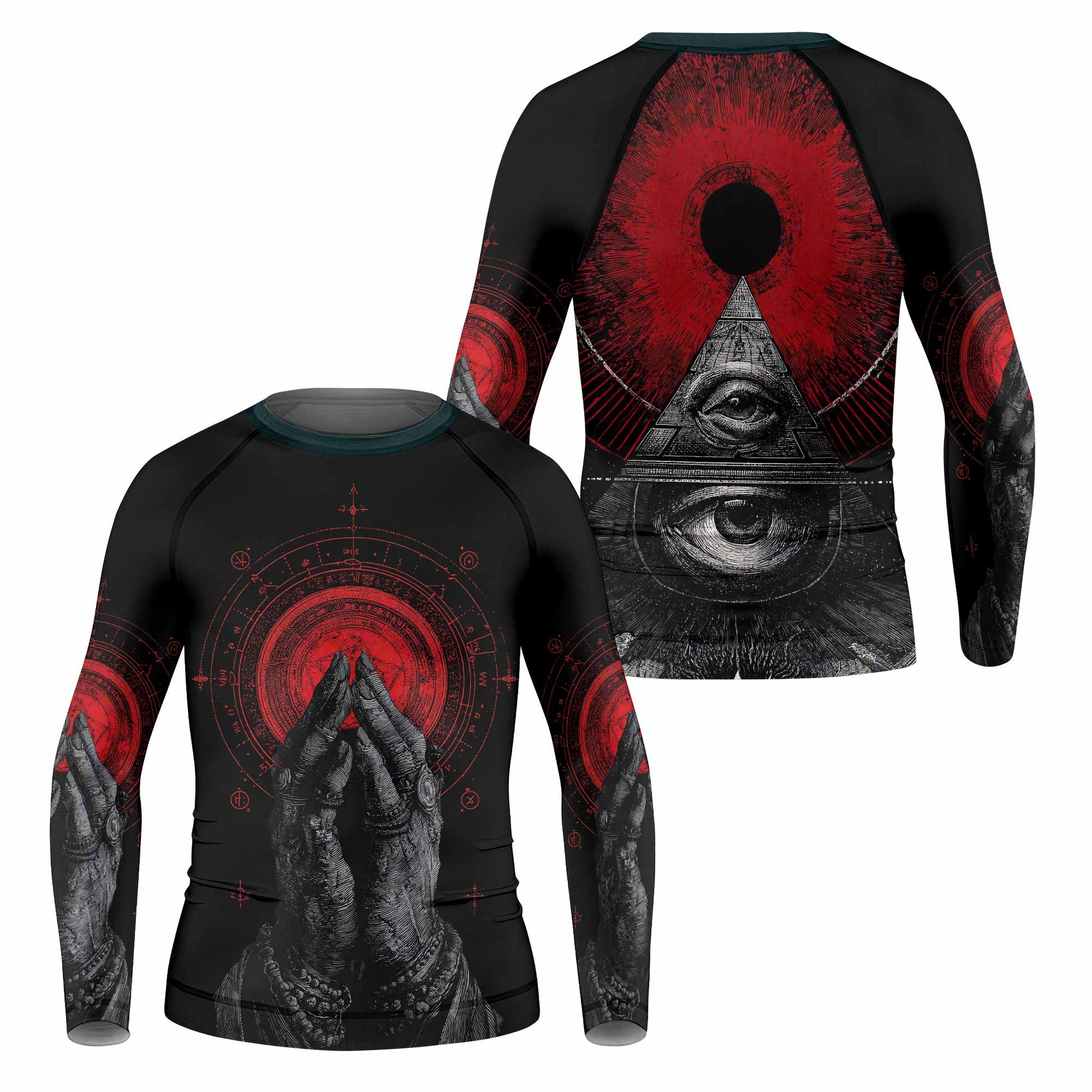 All Seeing Eye Kids Rash Guard Long Sleeve - front and back view