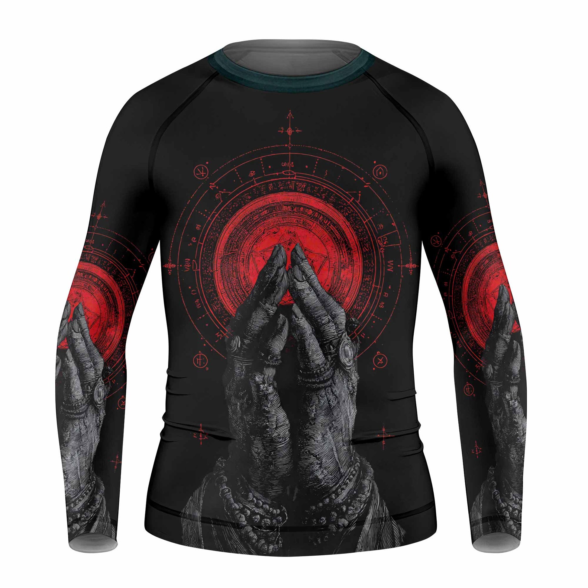 All Seeing Eye Kids Rash Guard Long Sleeve - front view mockup