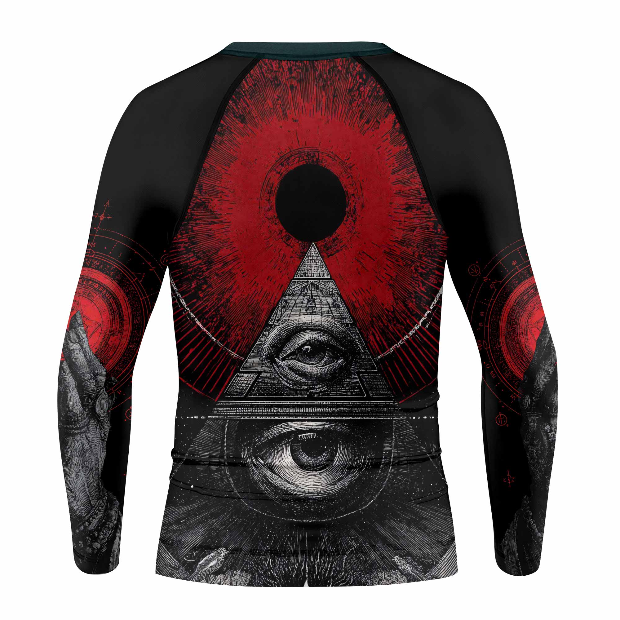 All Seeing Eye Kids Rash Guard Long Sleeve - back view mockup