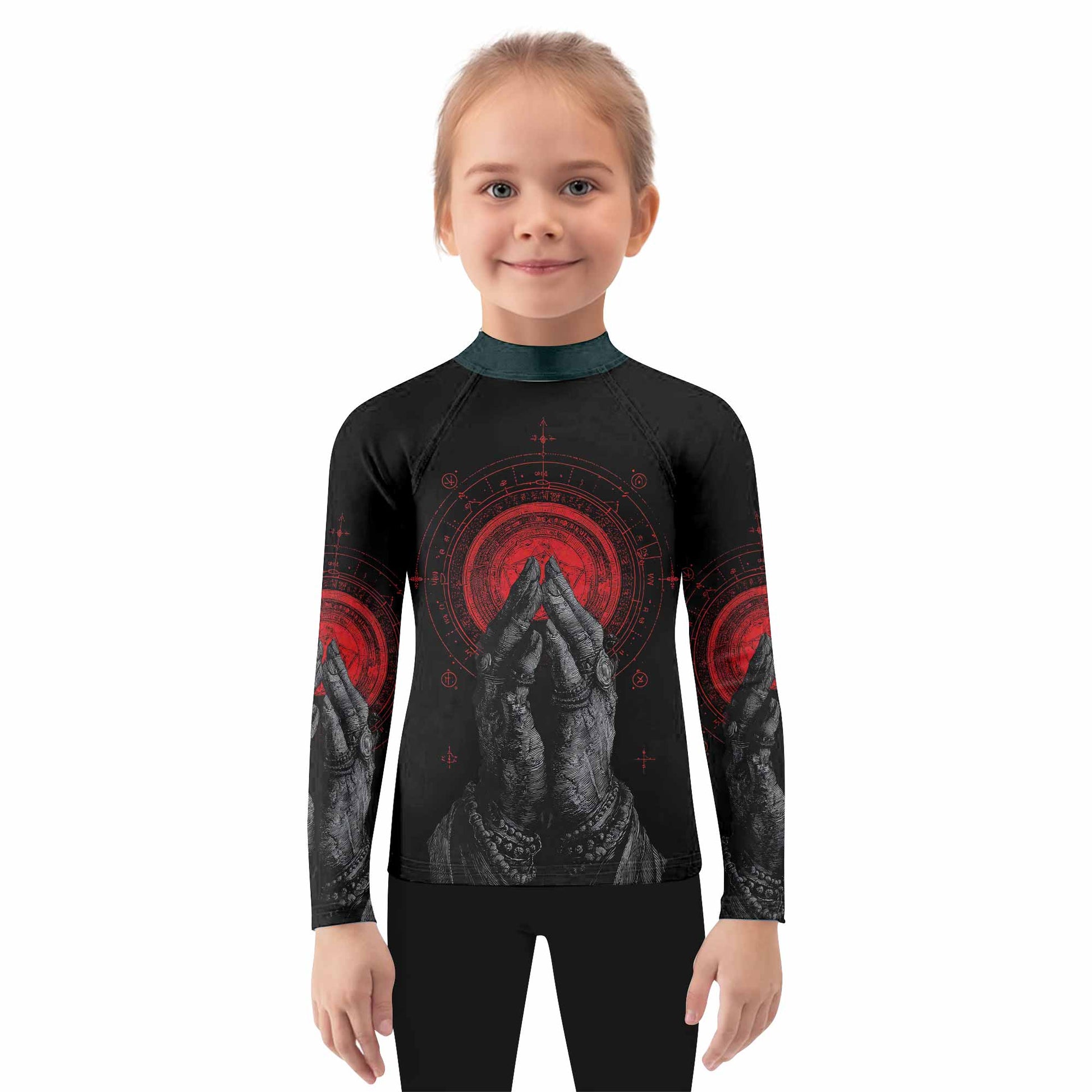 All Seeing Eye Kids Rash Guard Long Sleeve - girl's lifestyle view