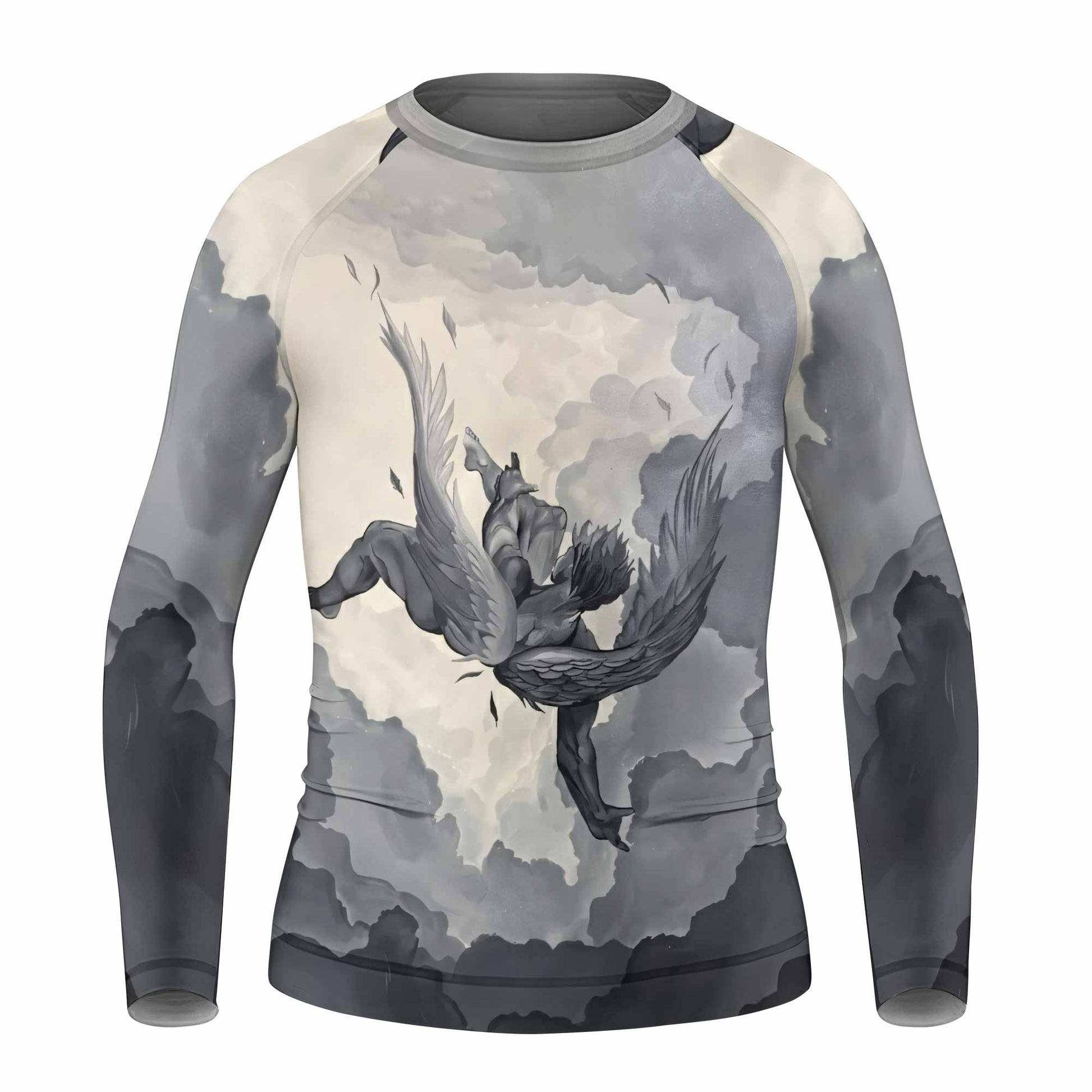 Icarus Too Close To The Sun Kids Rash Guard Long Sleeve - front view mockup