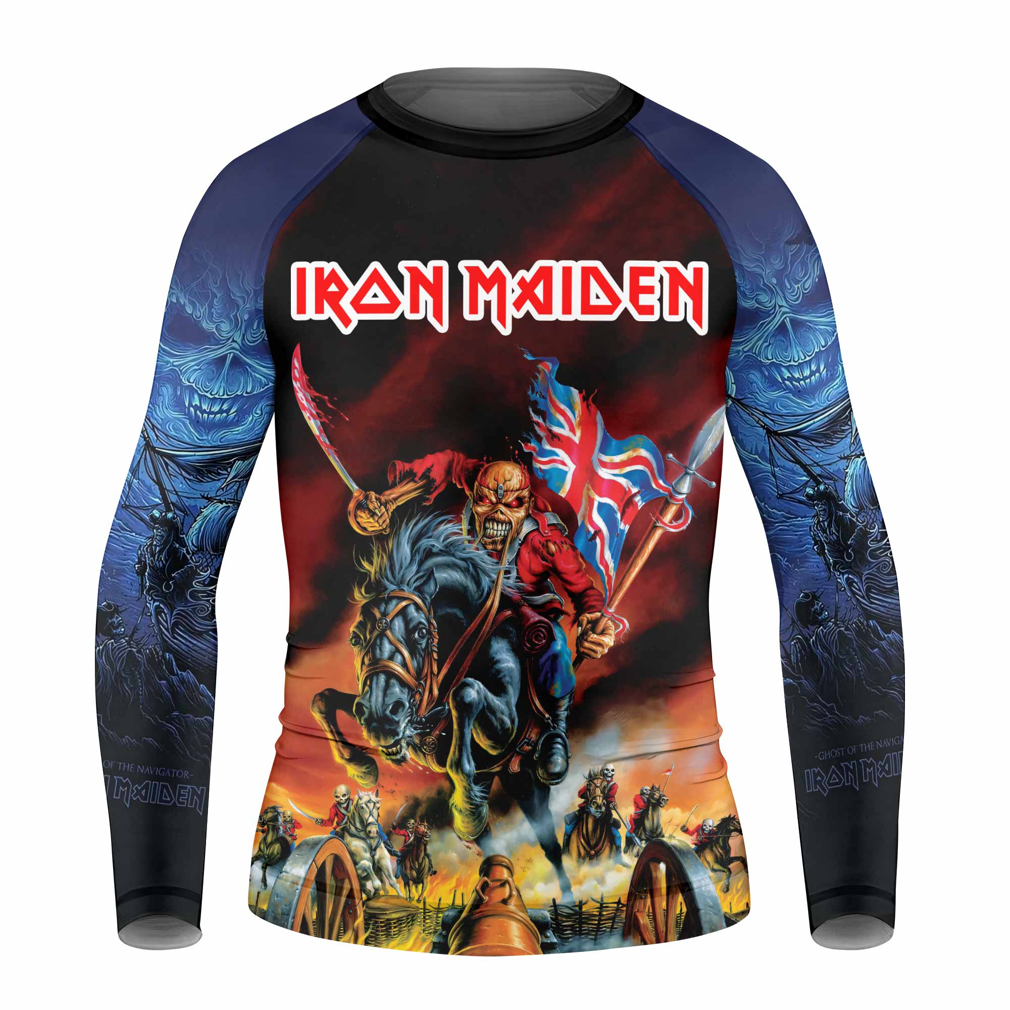 Iron Maiden England Flag Kids Rash Guard Long Sleeve - front view mockup