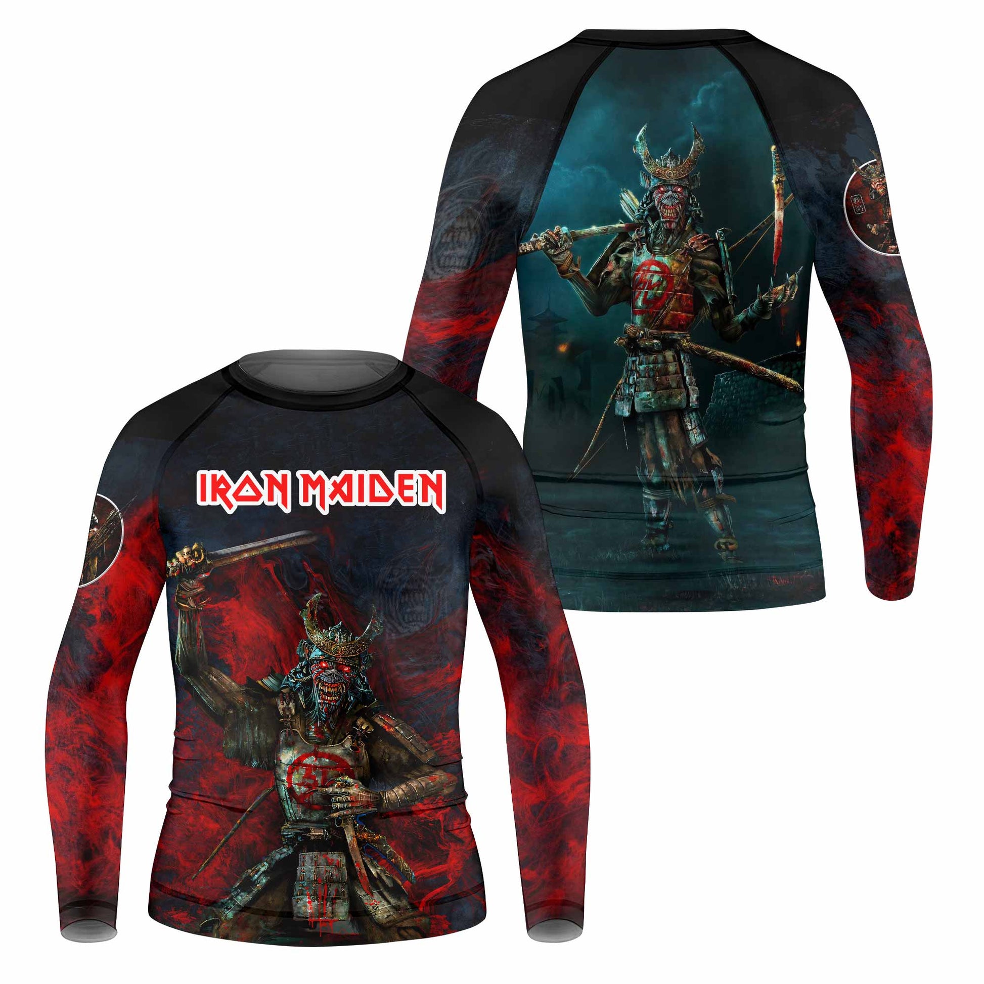 Iron Maiden Senjutsu Kids Rash Guard Long Sleeve - front and back view