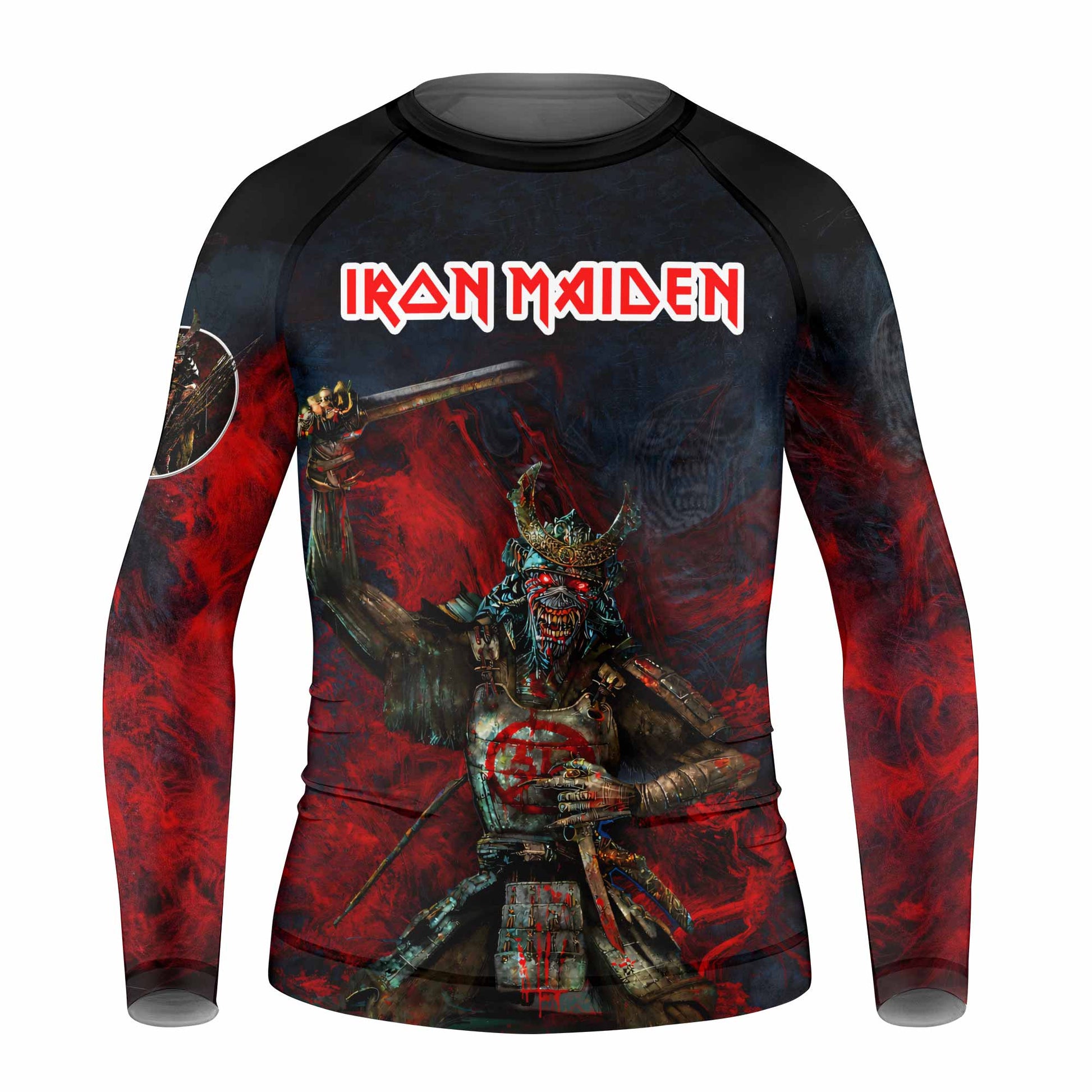 Iron Maiden Senjutsu Kids Rash Guard Long Sleeve - front view mockup