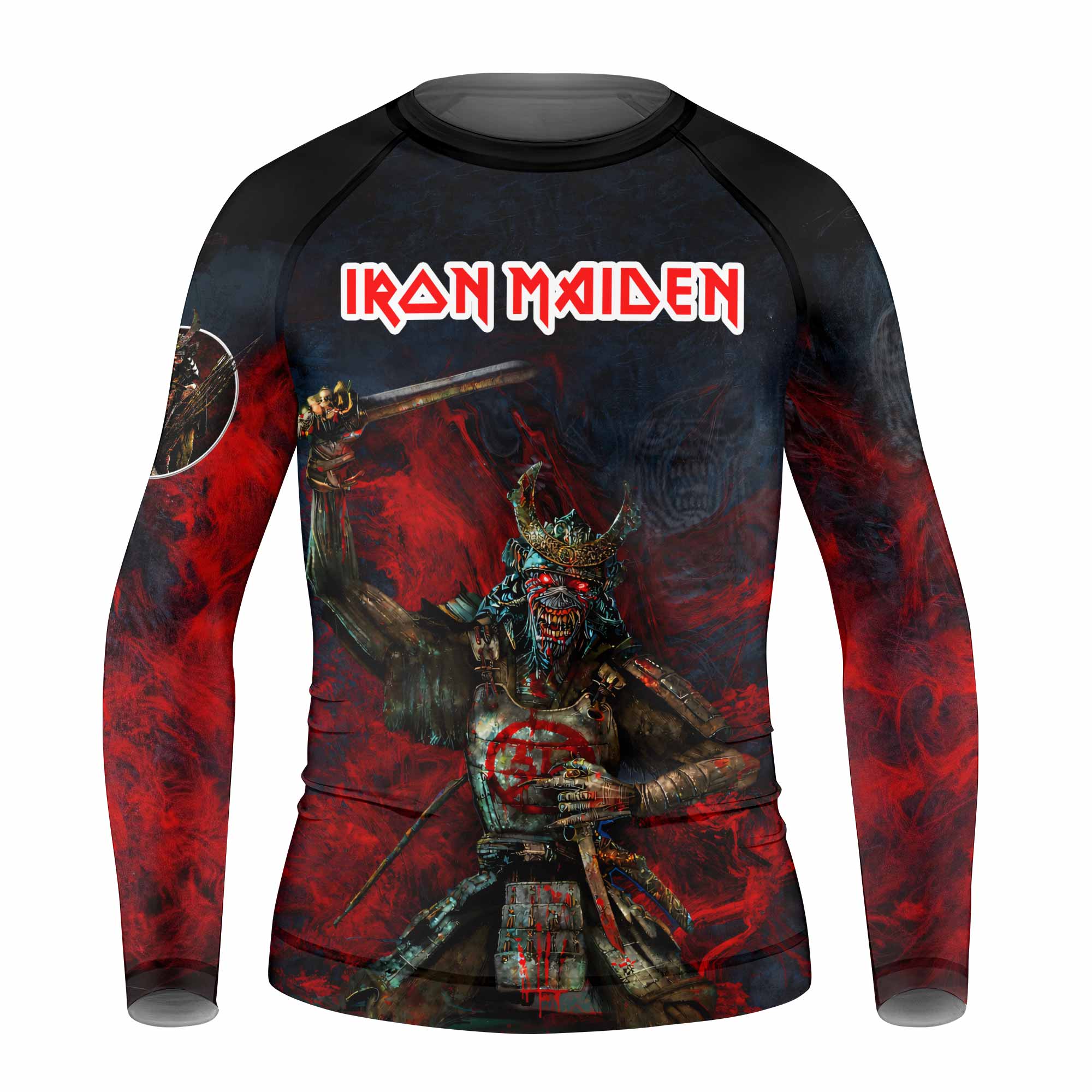 Iron Maiden Senjutsu Kids Rash Guard Long Sleeve - front view mockup