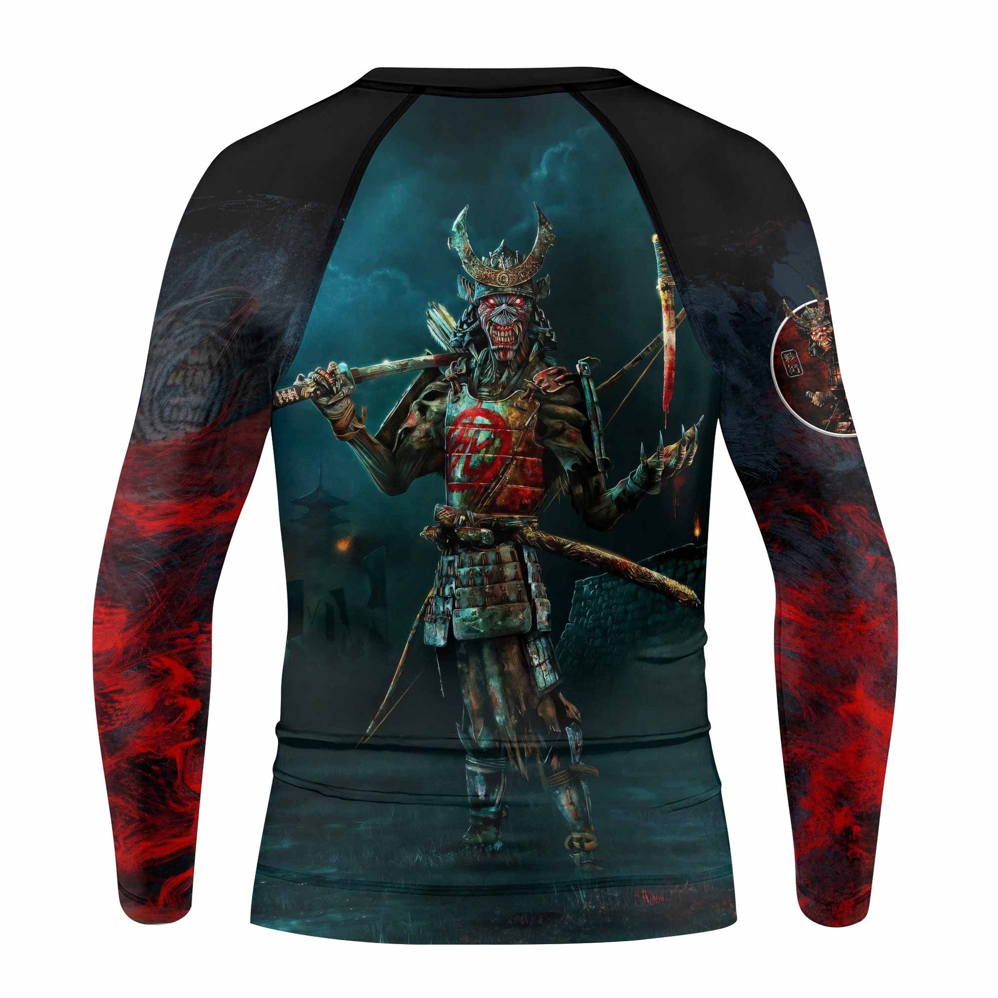 Iron Maiden Senjutsu Kids Rash Guard Long Sleeve - back view mockup