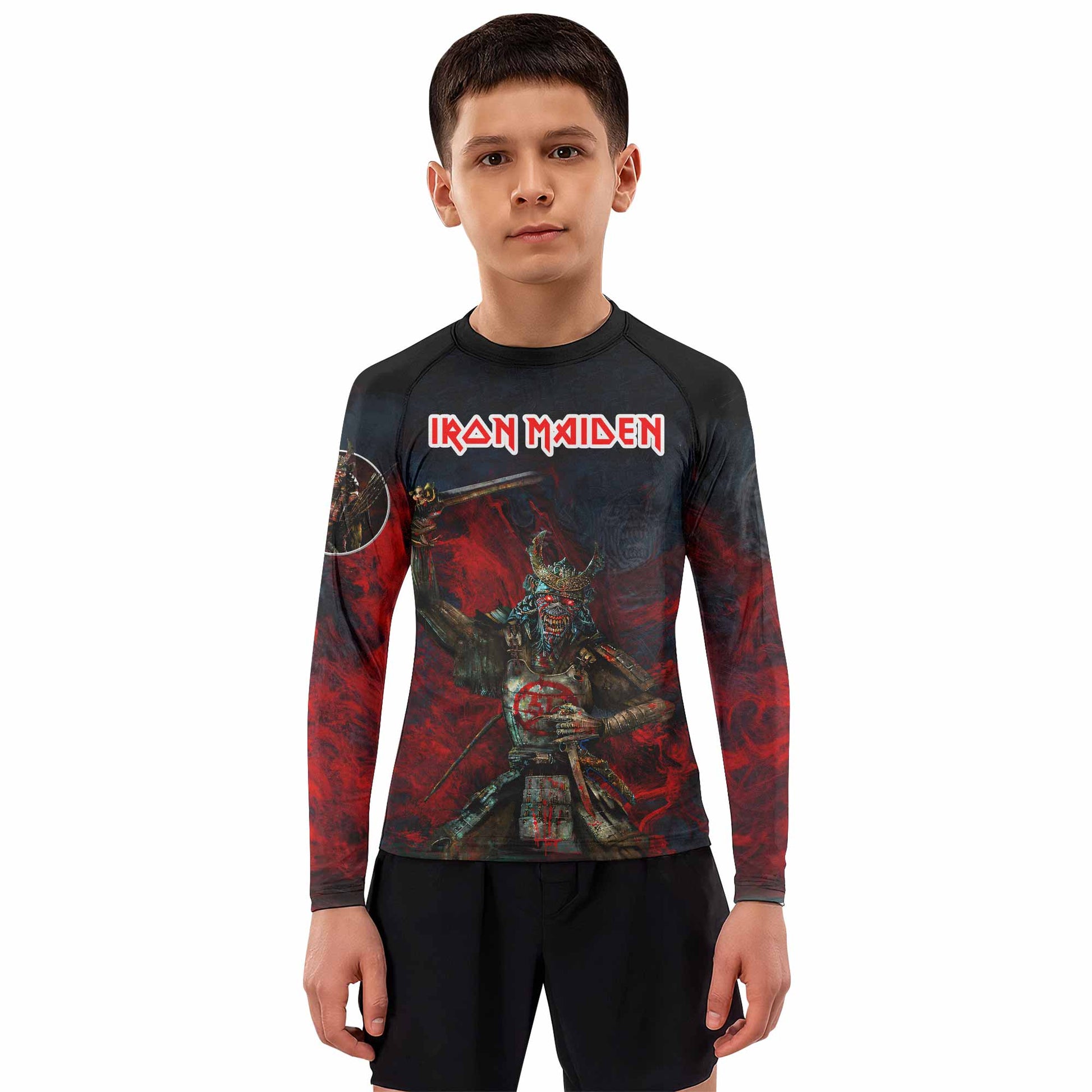Iron Maiden Senjutsu Kids Rash Guard Long Sleeve - boy's lifestyle view