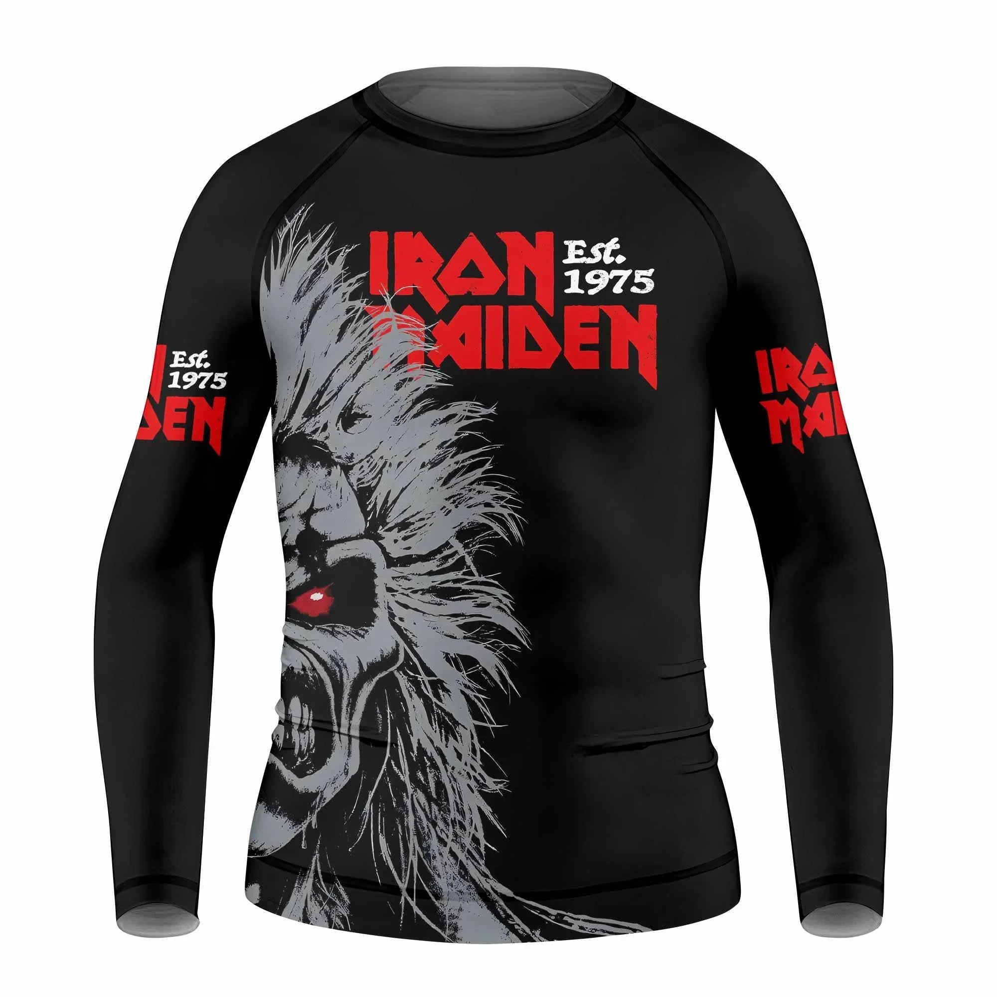 Iron Maiden Eddie the Head Kids Rash Guard Long Sleeve - front view mockup