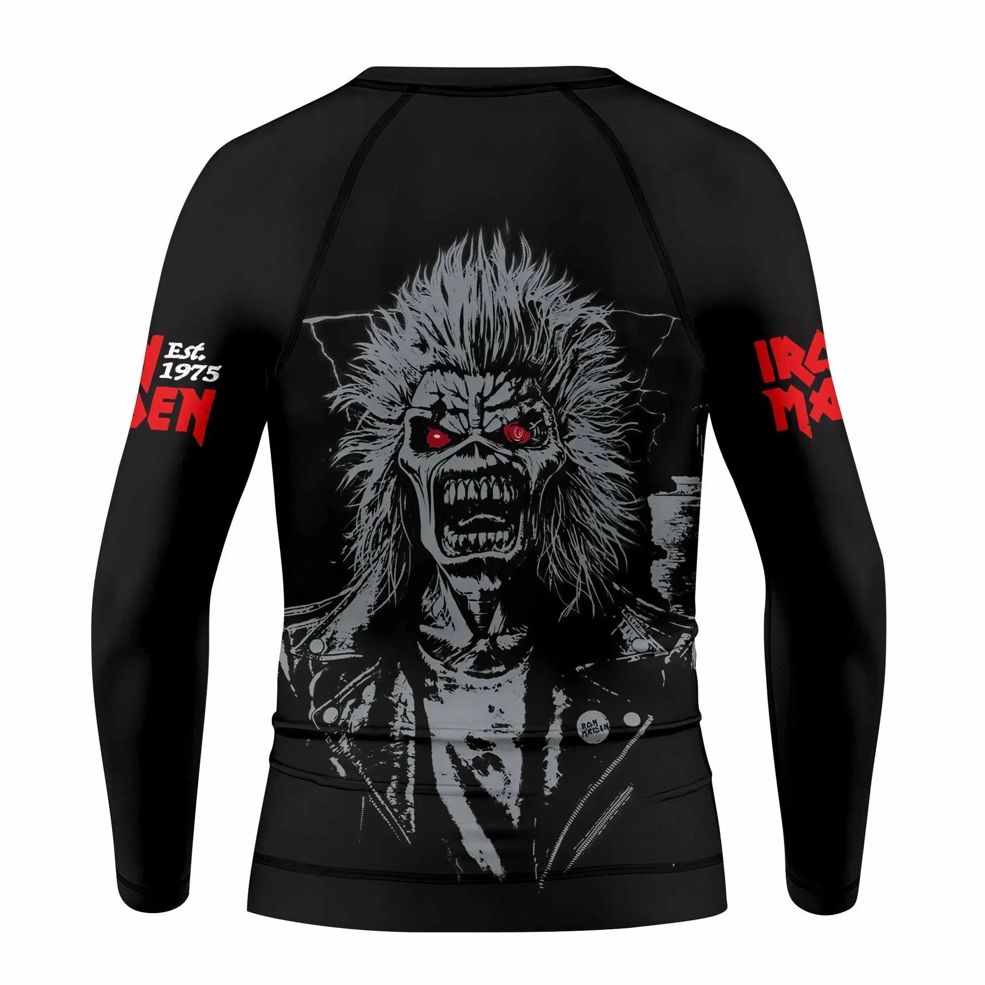 Iron Maiden Eddie the Head Kids Rash Guard Long Sleeve - back view mockup