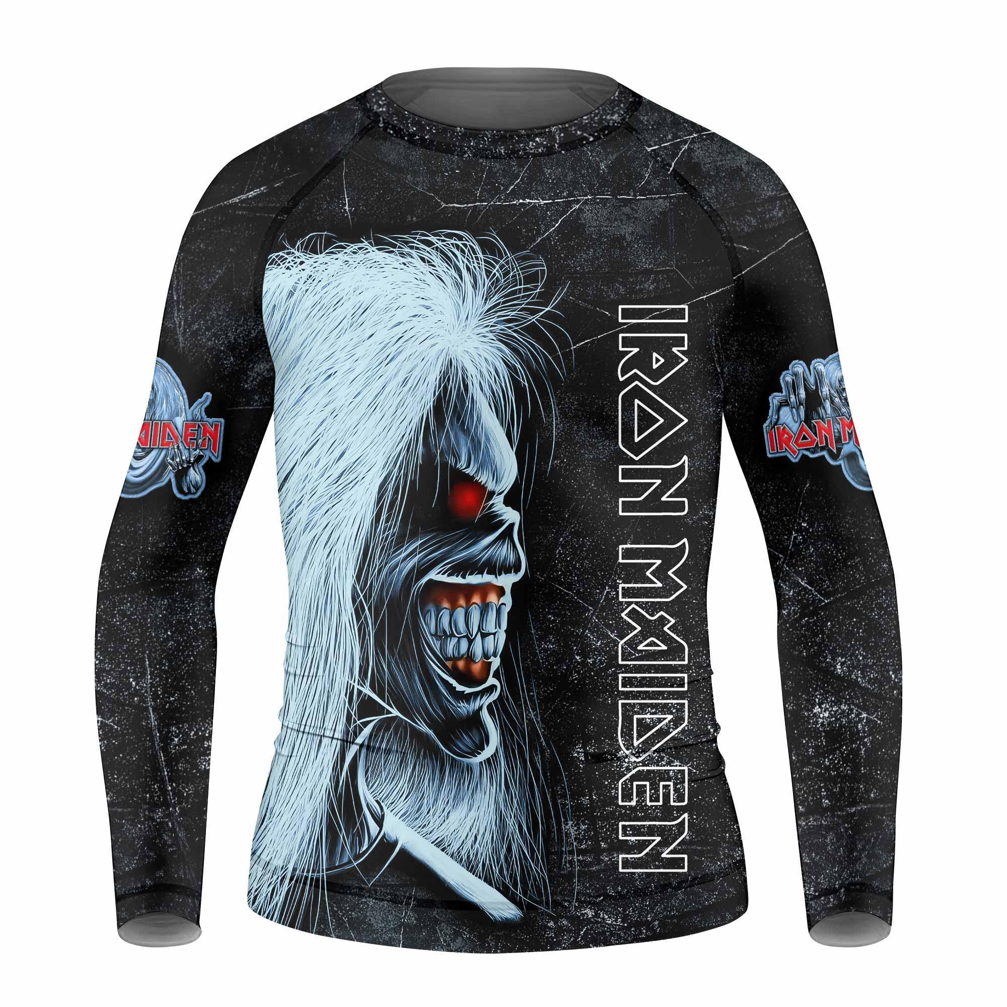 Iron Maiden The Ten Eddies Kids Rash Guard Long Sleeve - front view mockup