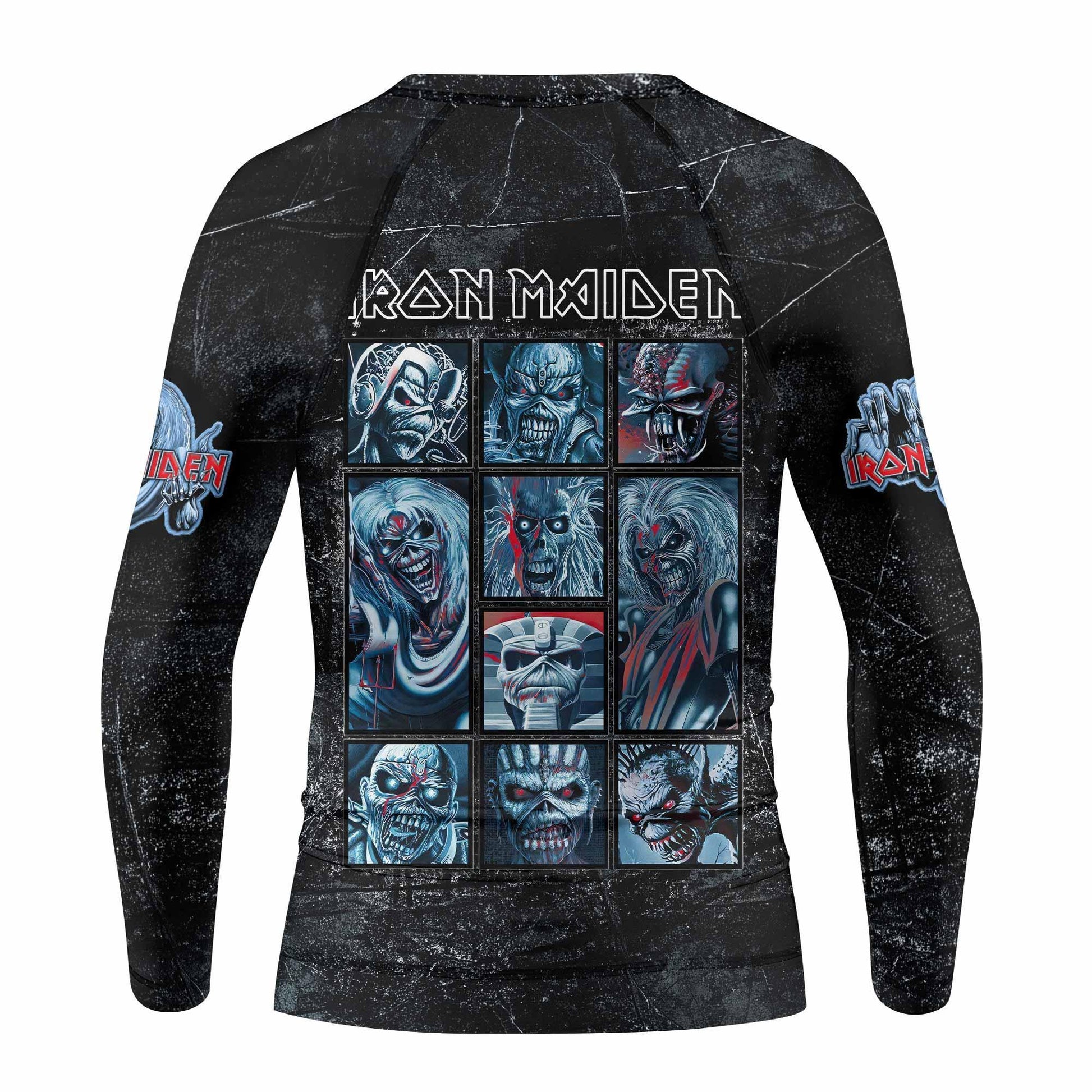 Iron Maiden The Ten Eddies Kids Rash Guard Long Sleeve - back view mockup