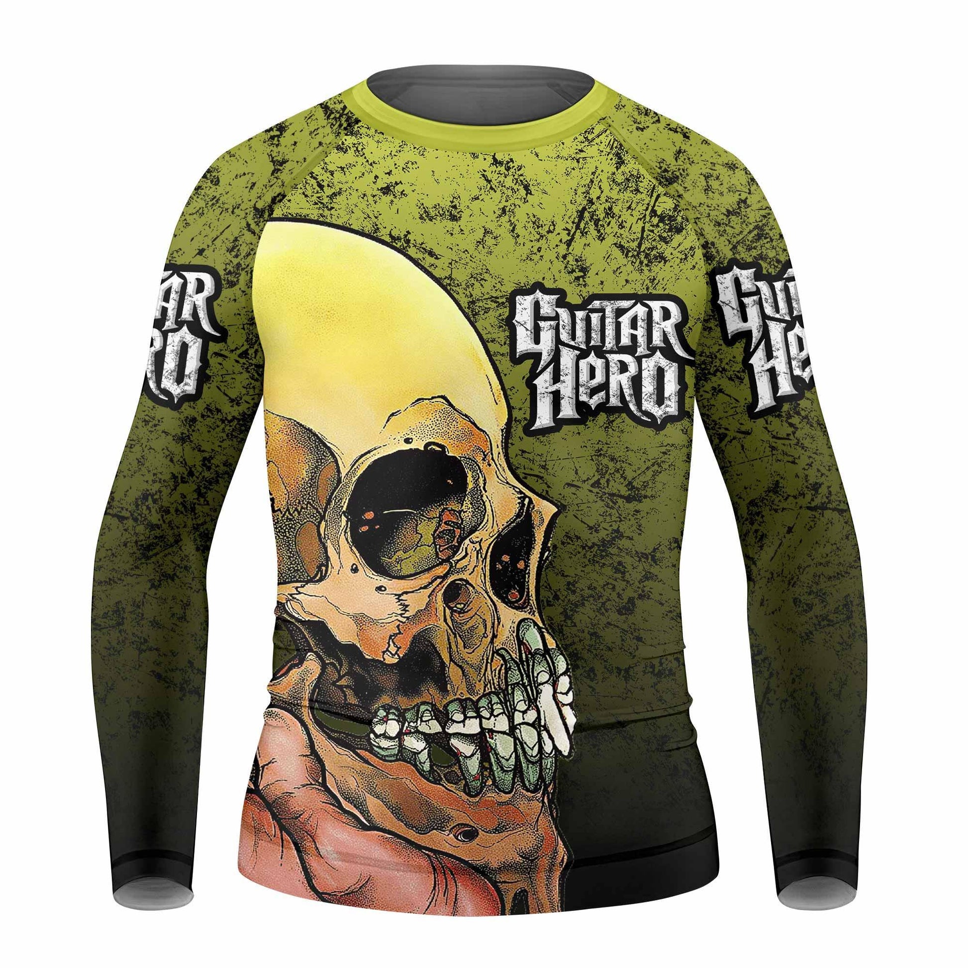 Guitar Hero Skull Kids Rash Guard Long Sleeve - front view mockup