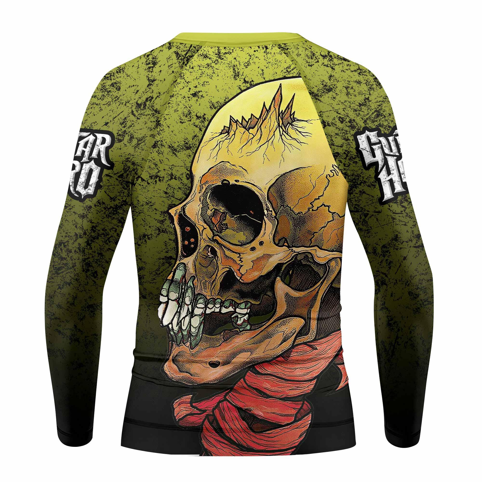 Guitar Hero Skull Kids Rash Guard Long Sleeve - back view mockup