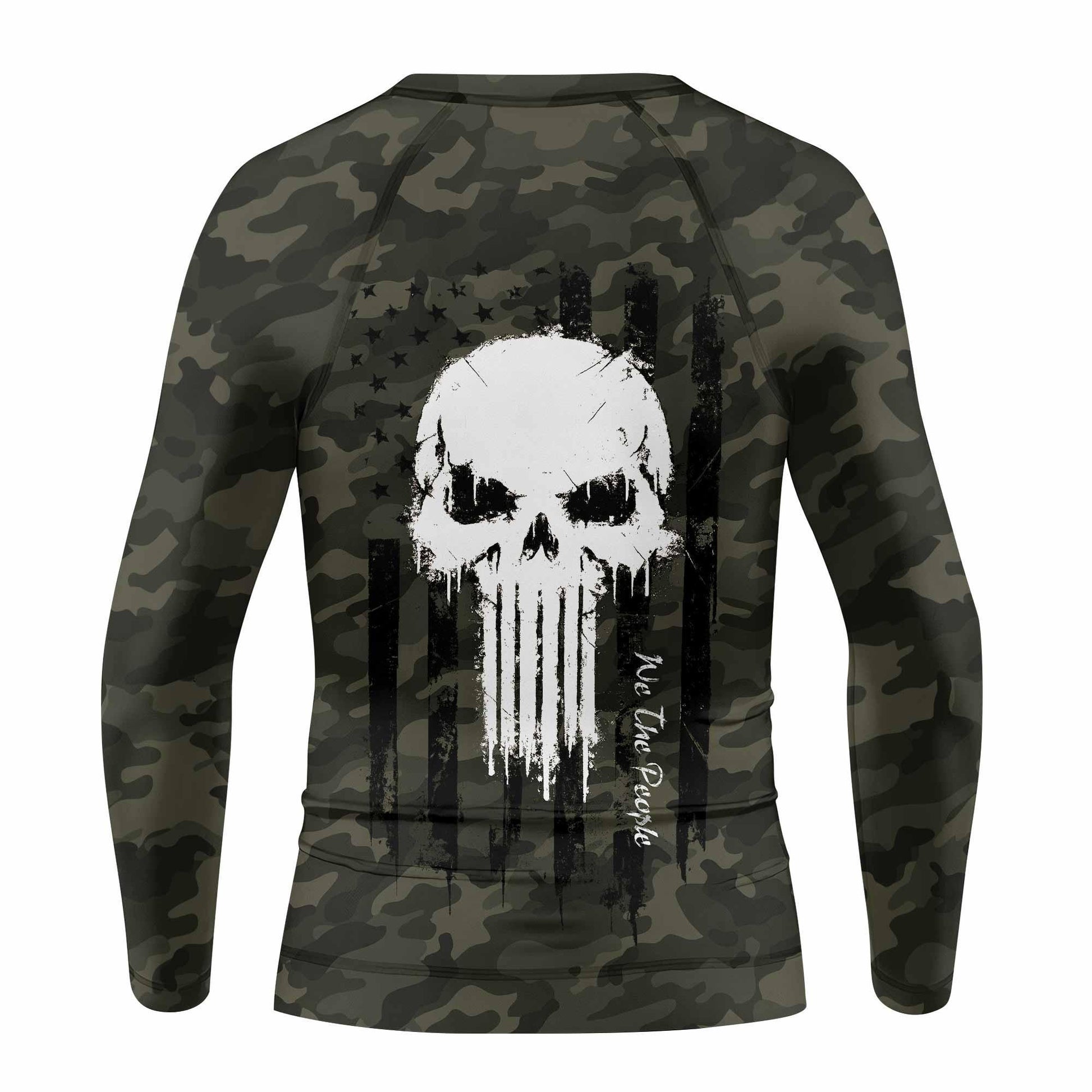 The Punisher Skull We The People Kids Rash Guard Long Sleeve - back view mockup
