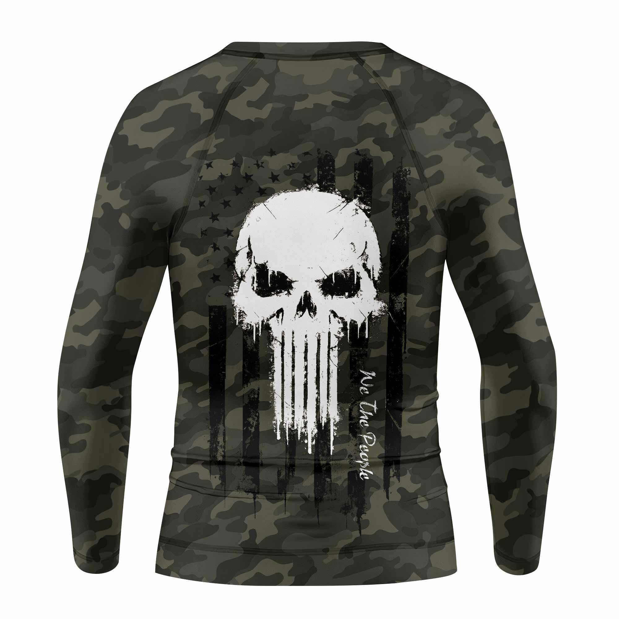 The Punisher Skull We The People Kids Rash Guard Long Sleeve - back view mockup