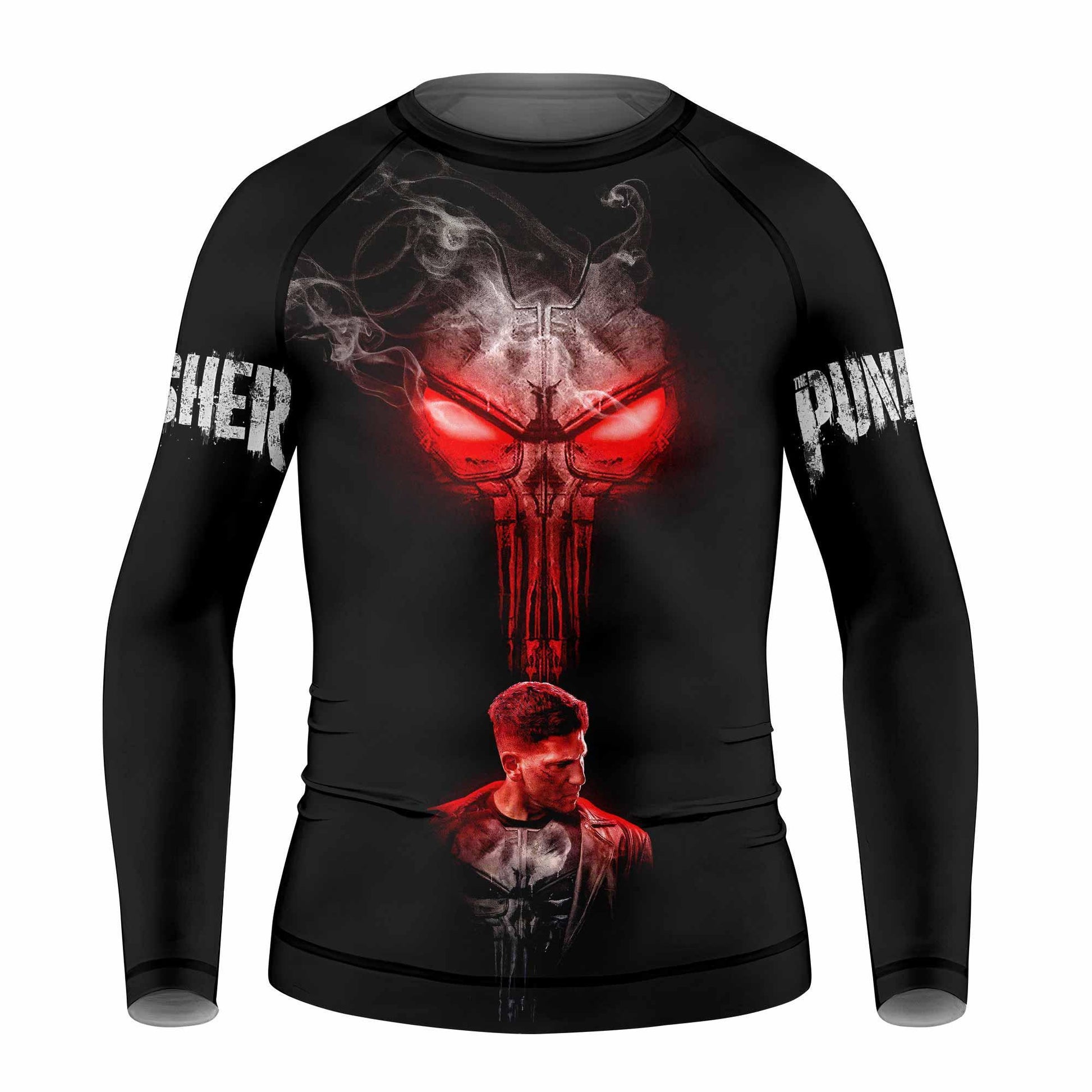 The Punisher Skull Frank Castle Kids Rash Guard Long Sleeve - front view mockup