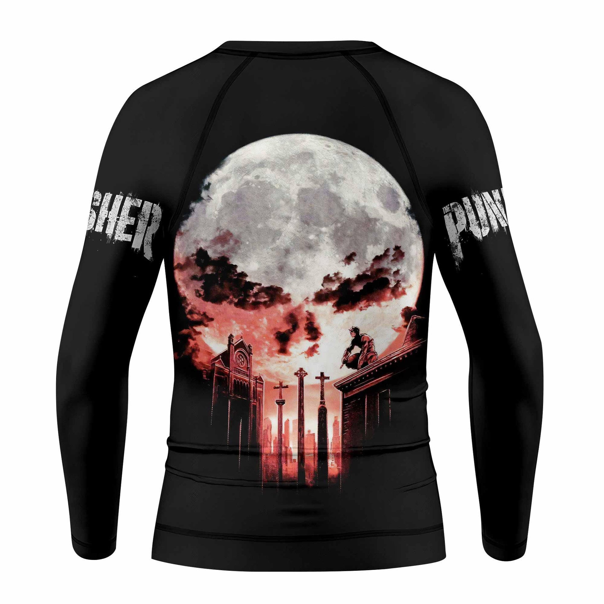 The Punisher Skull Frank Castle Kids Rash Guard Long Sleeve - back view mockup