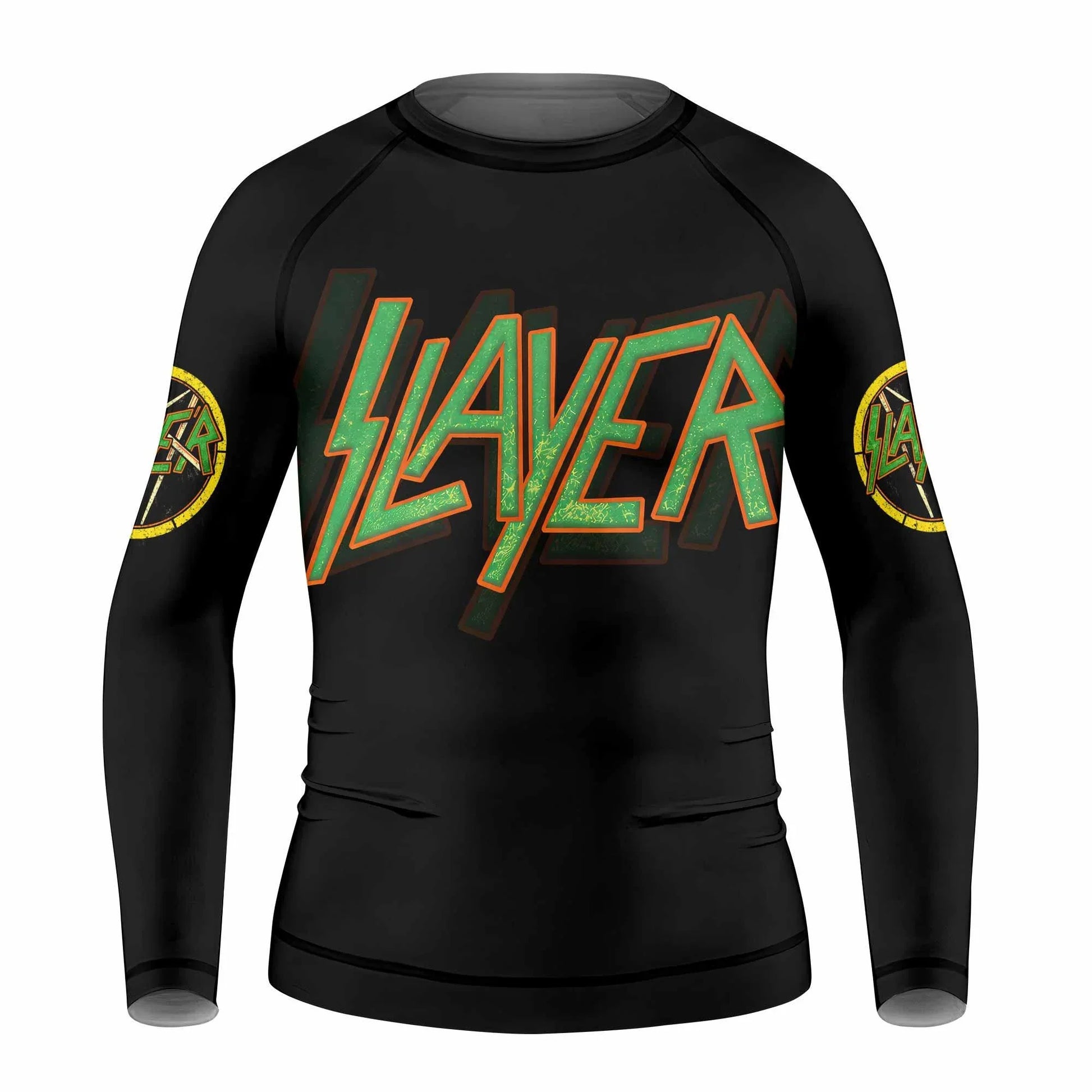 Slayer Hellfire Demon Kids Rash Guard Long Sleeve - front view mockup