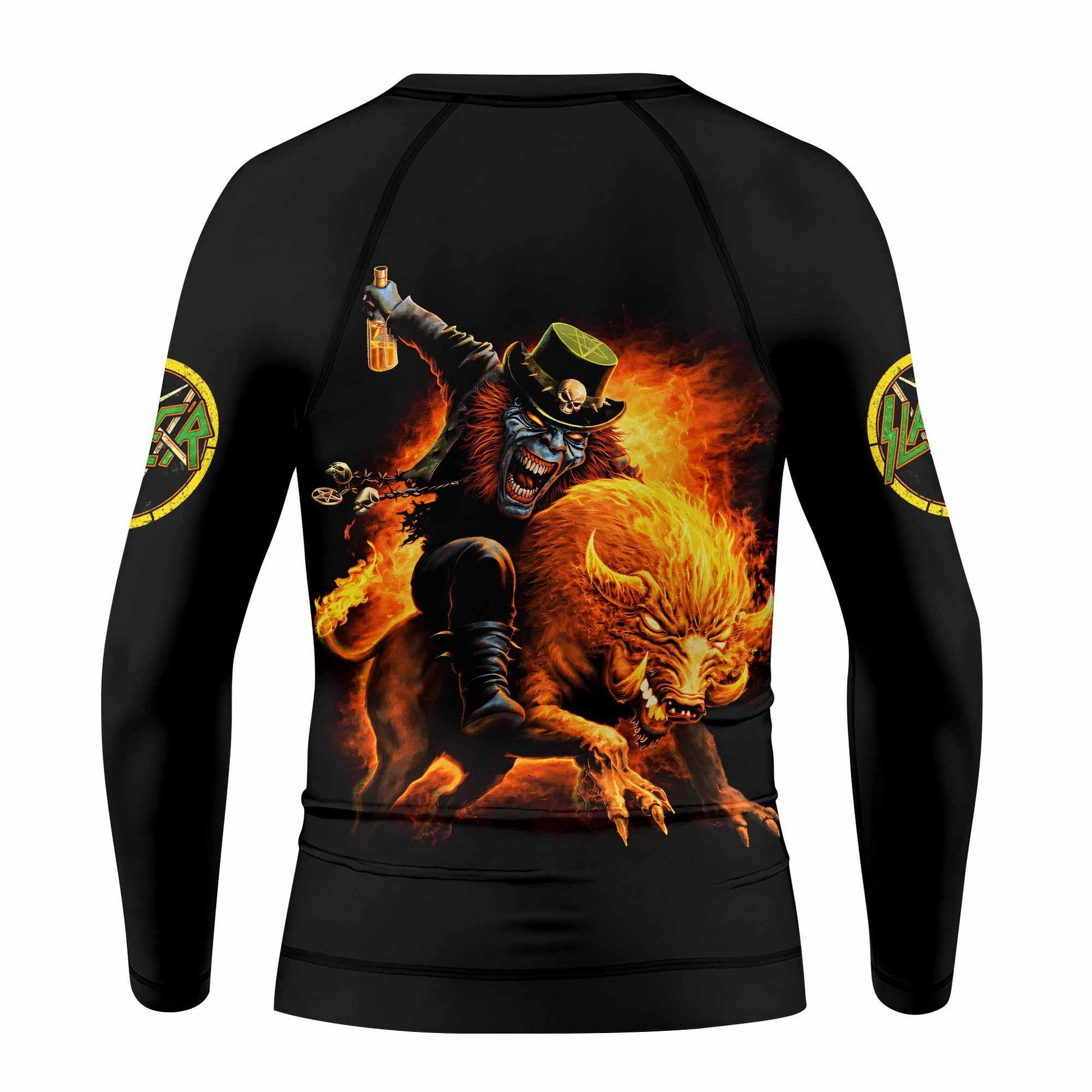 Slayer Hellfire Demon Kids Rash Guard Long Sleeve - back view mockup