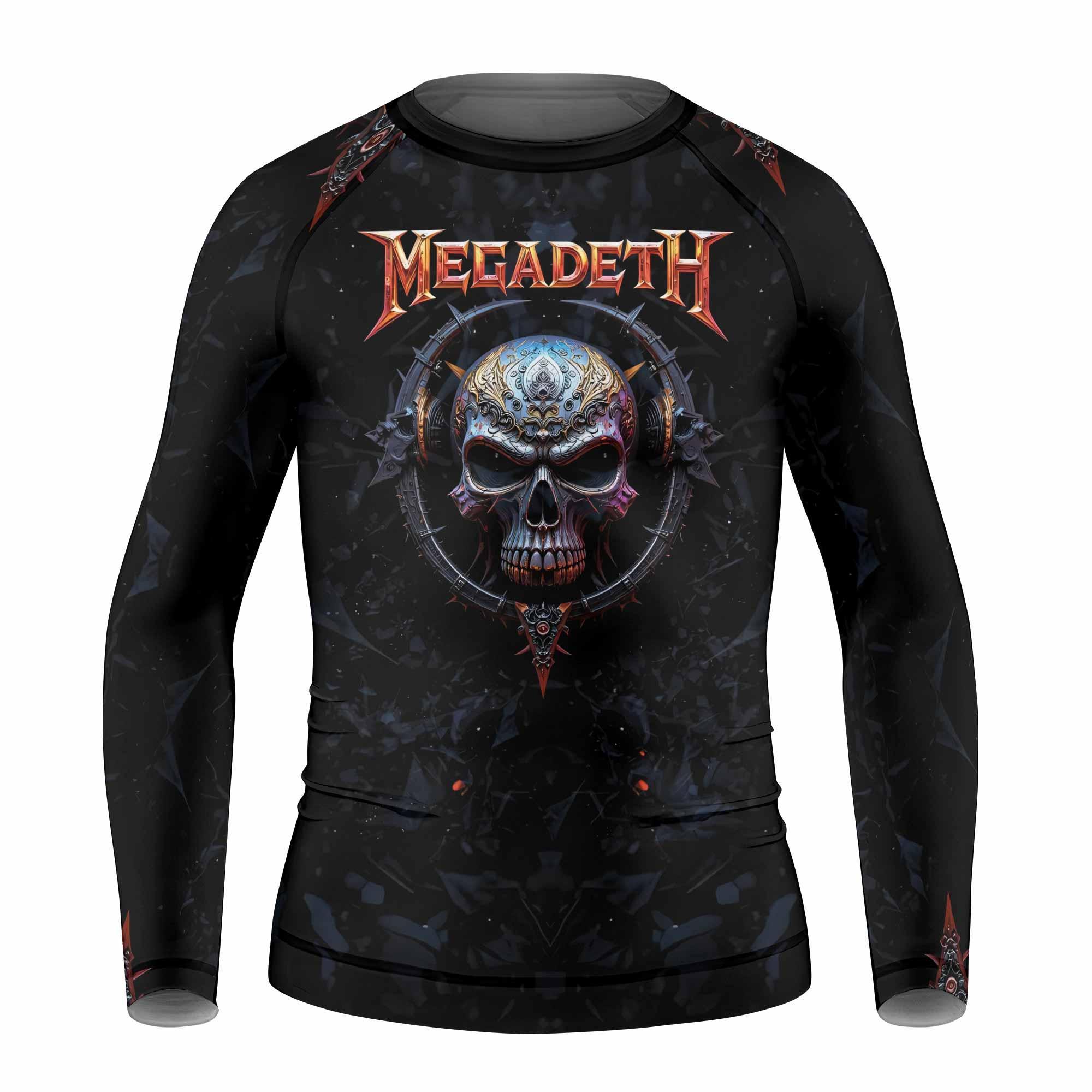 Megadeth Vic Rattlehead Kids Rash Guard Long Sleeve - front view mockup