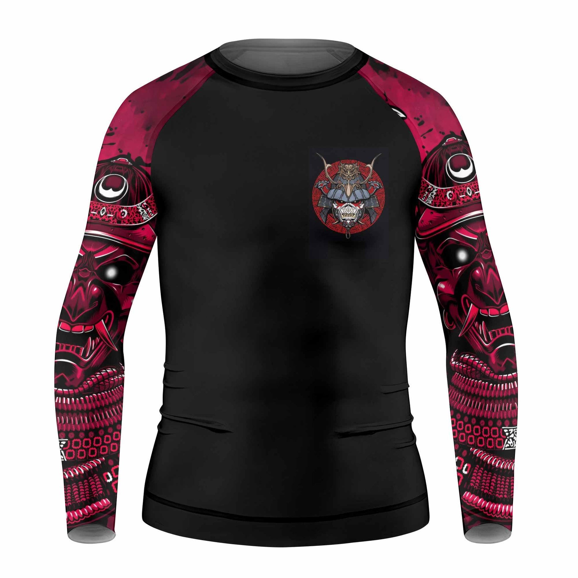 Iron Maiden Samurai Jiu-Jitsu Kids Rash Guard Long Sleeve - front view mockup