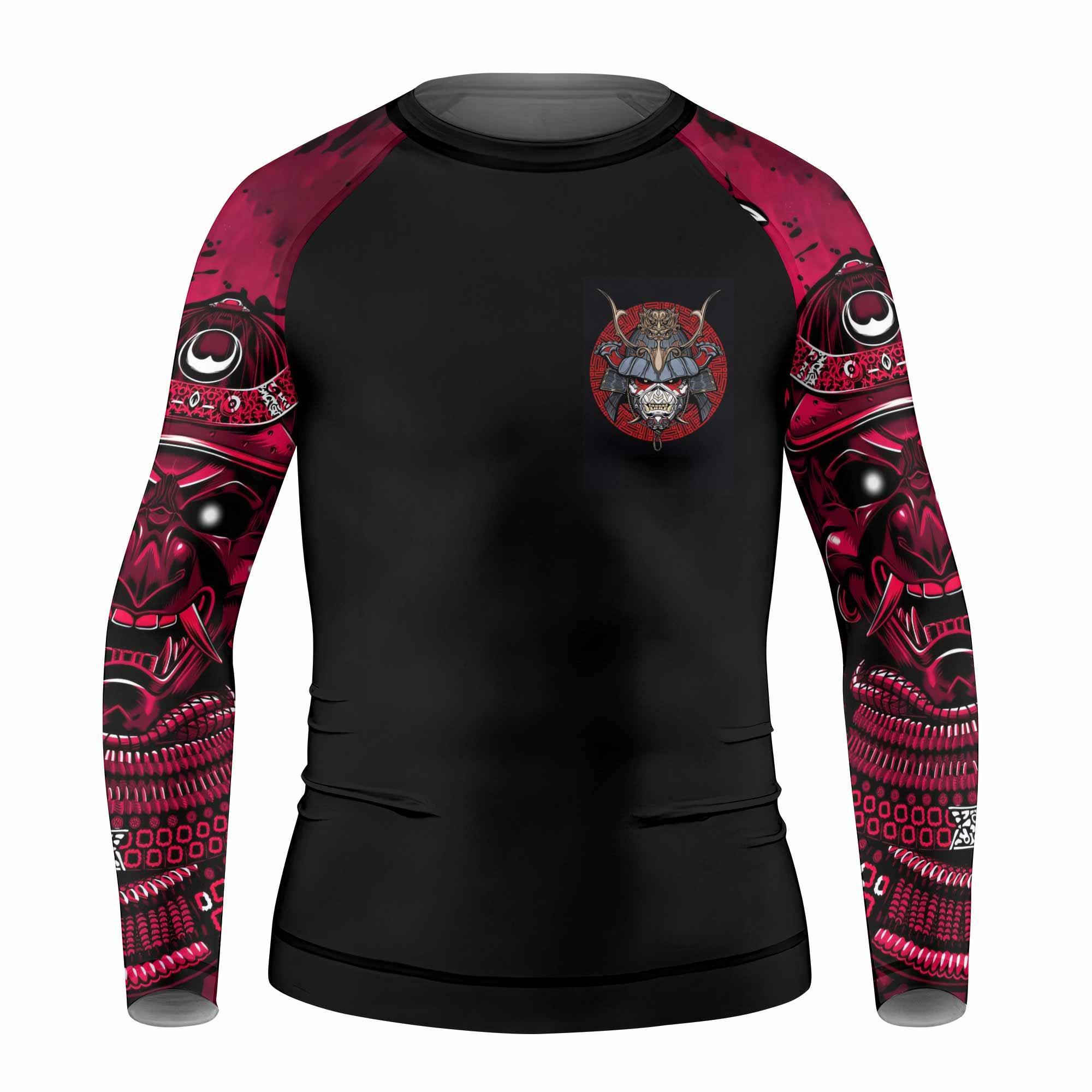 Iron Maiden Samurai Jiu-Jitsu Kids Rash Guard Long Sleeve - front view mockup