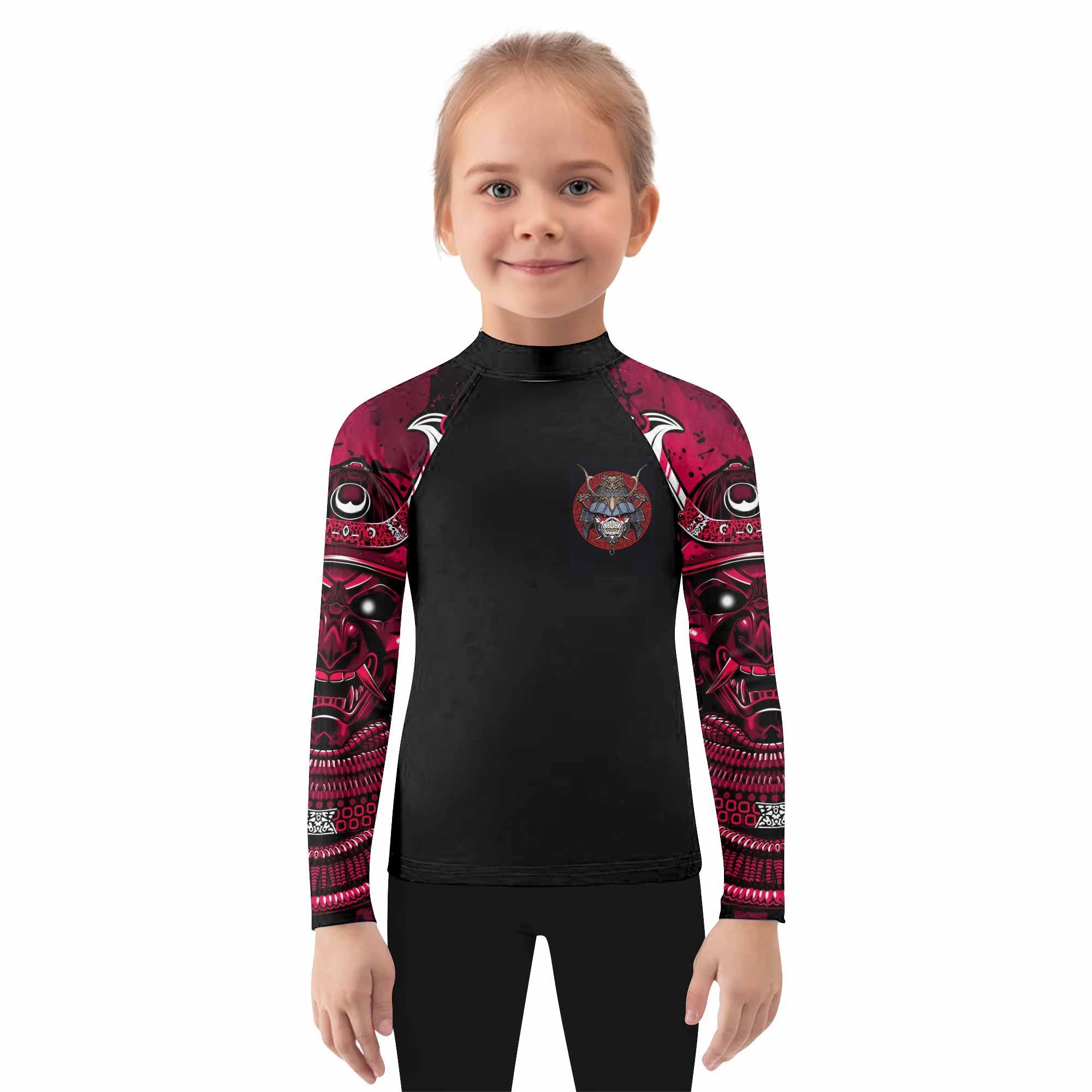Iron Maiden Samurai Jiu-Jitsu Kids Rash Guard Long Sleeve - girl's lifestyle view