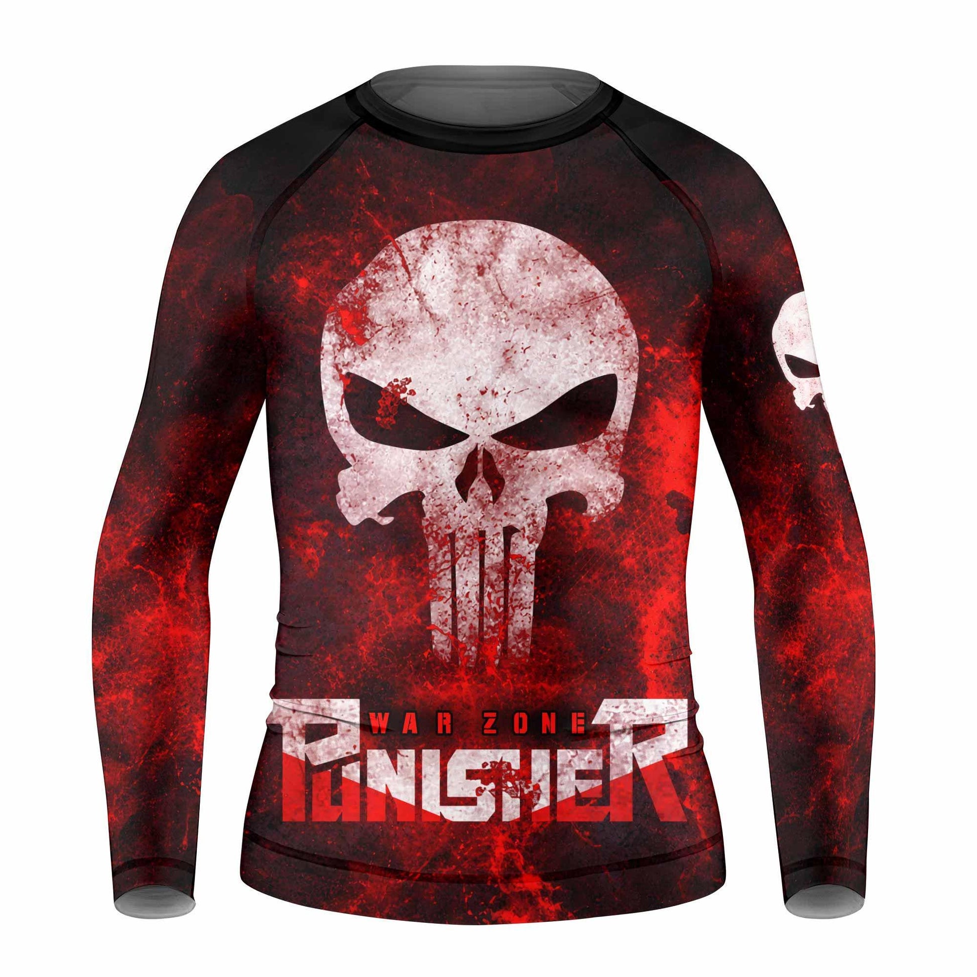 Punisher War Zone Kids Rash Guard Long Sleeve - front view mockup