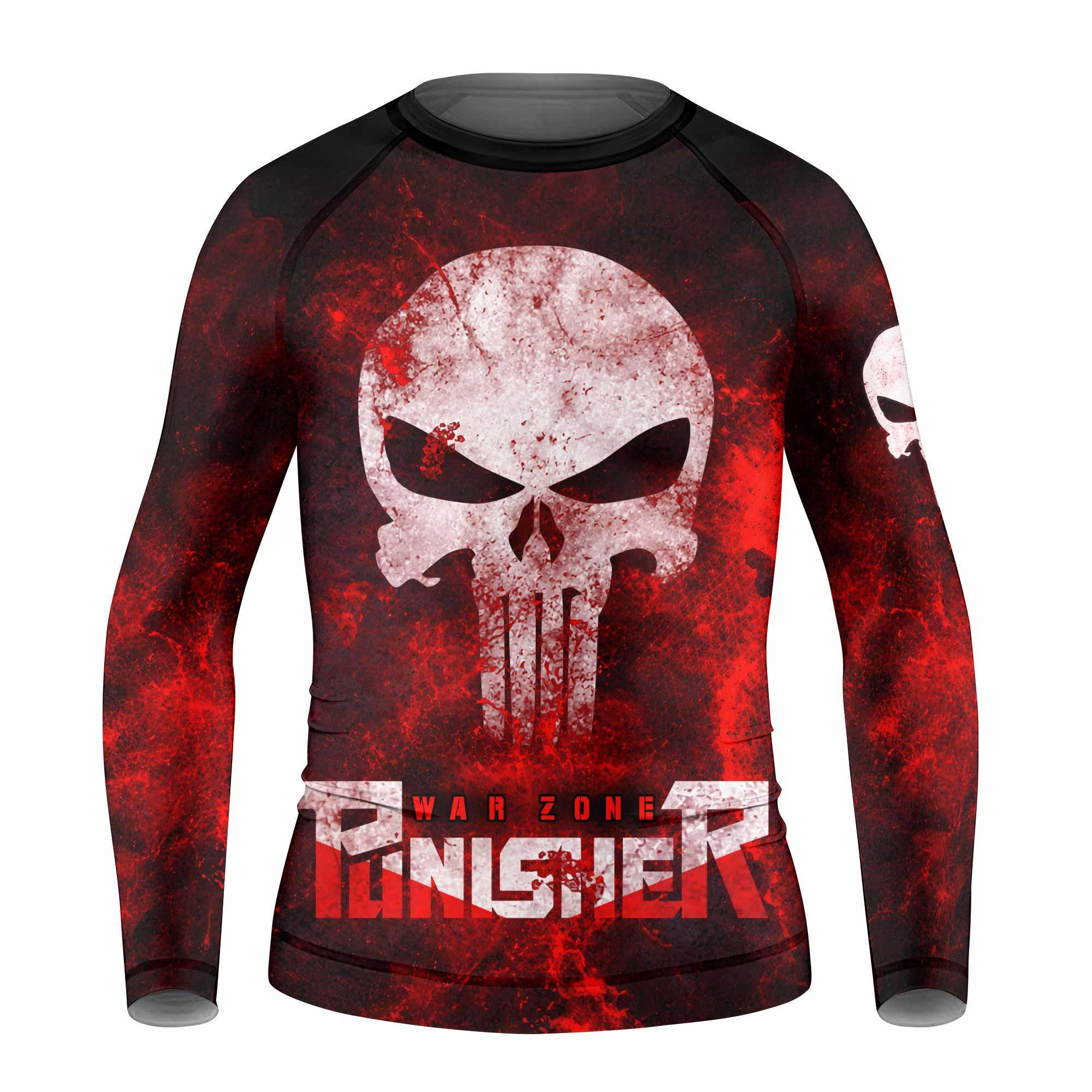 Punisher War Zone Kids Rash Guard Long Sleeve - front view mockup
