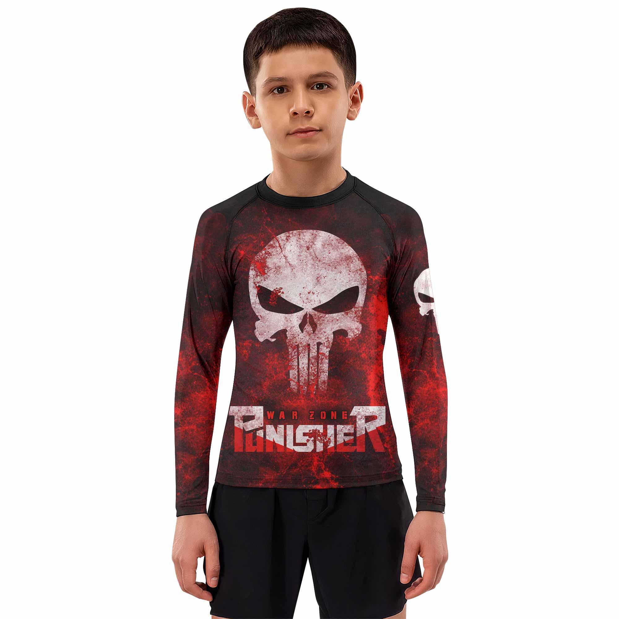 Punisher War Zone Kids Rash Guard Long Sleeve - boy's lifestyle view