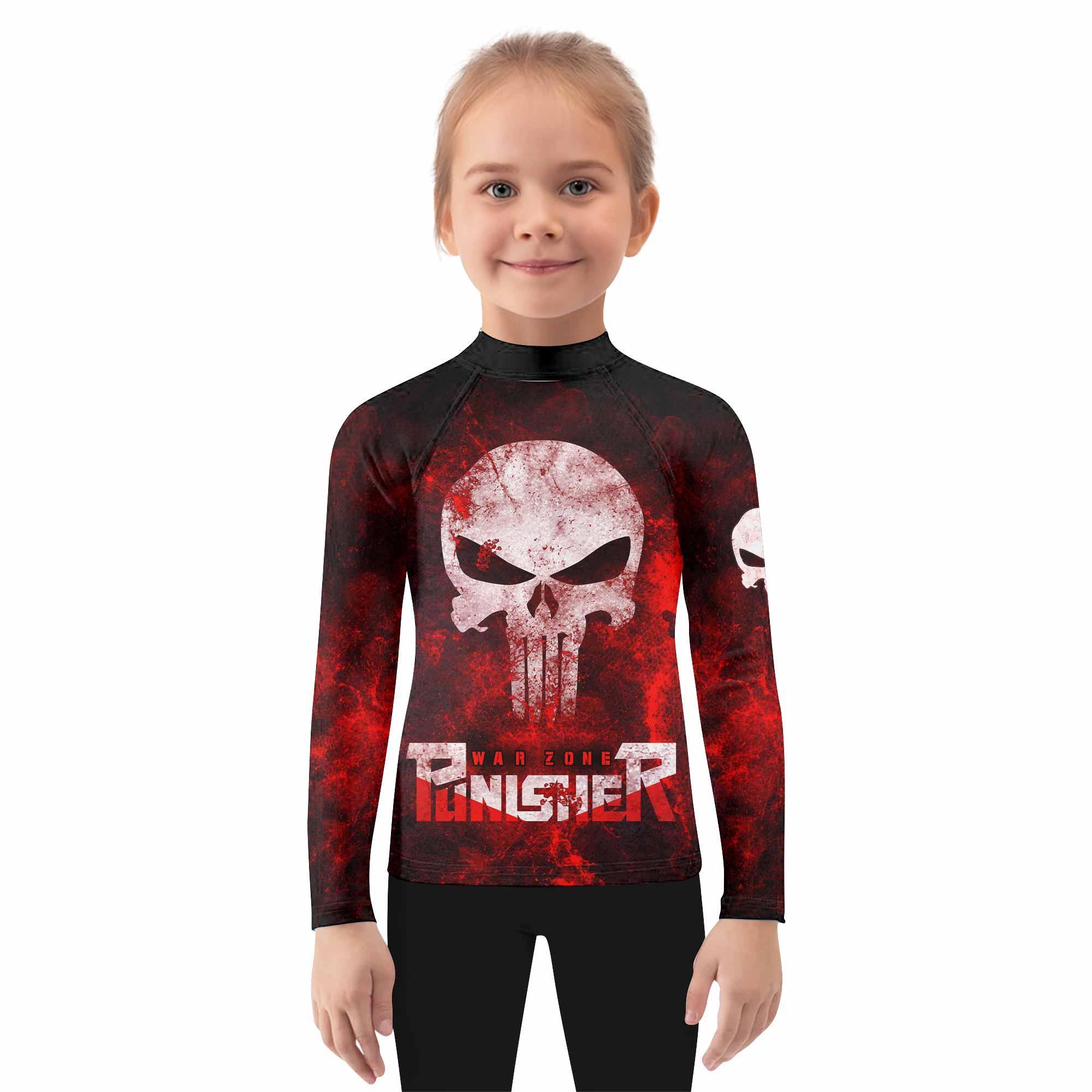 Punisher War Zone Kids Rash Guard Long Sleeve - girl's lifestyle view