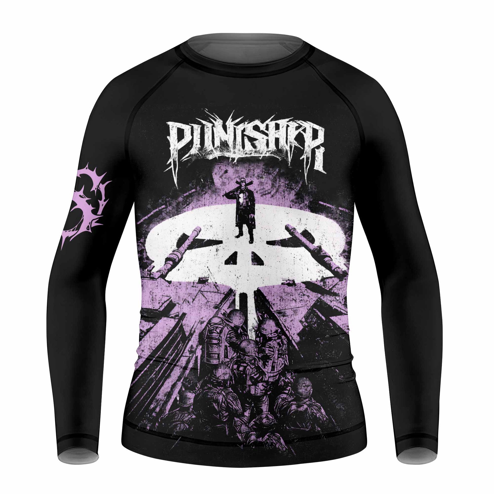 Punisher Final Verdict Kids Rash Guard Long Sleeve - front view mockup