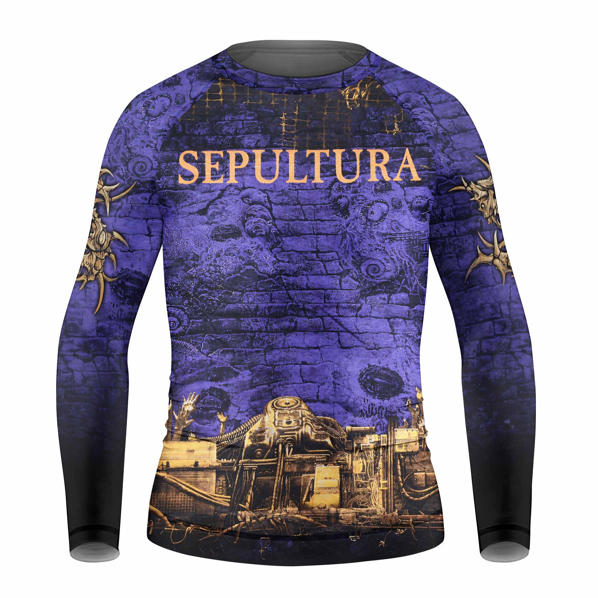 Sepultura Chaos A.D 90s Kids Rash Guard Long Sleeve - front view mockup
